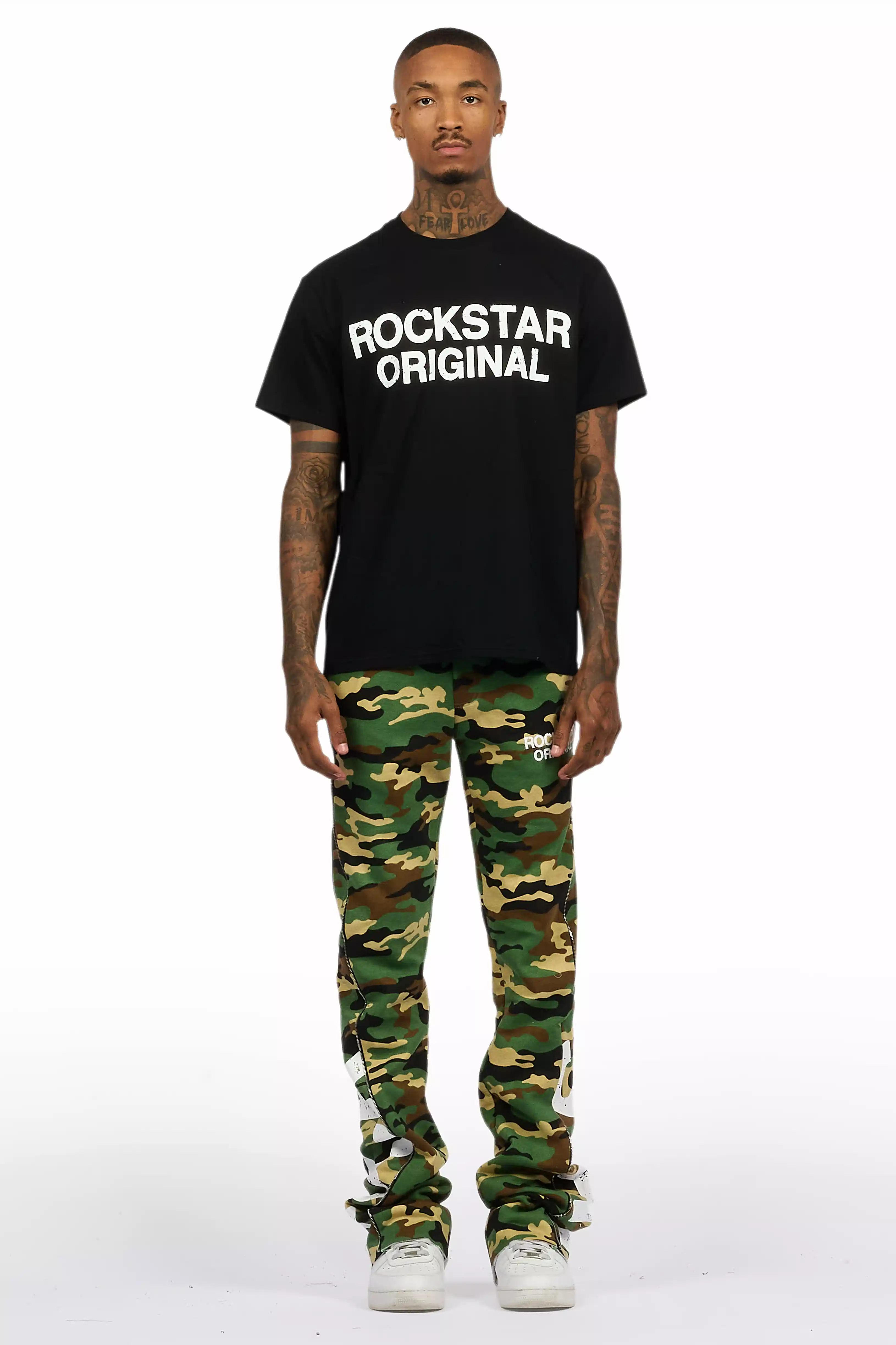 Deniska Camo T-Shirt/Baggy Stacked Flare Track Set - Image 2