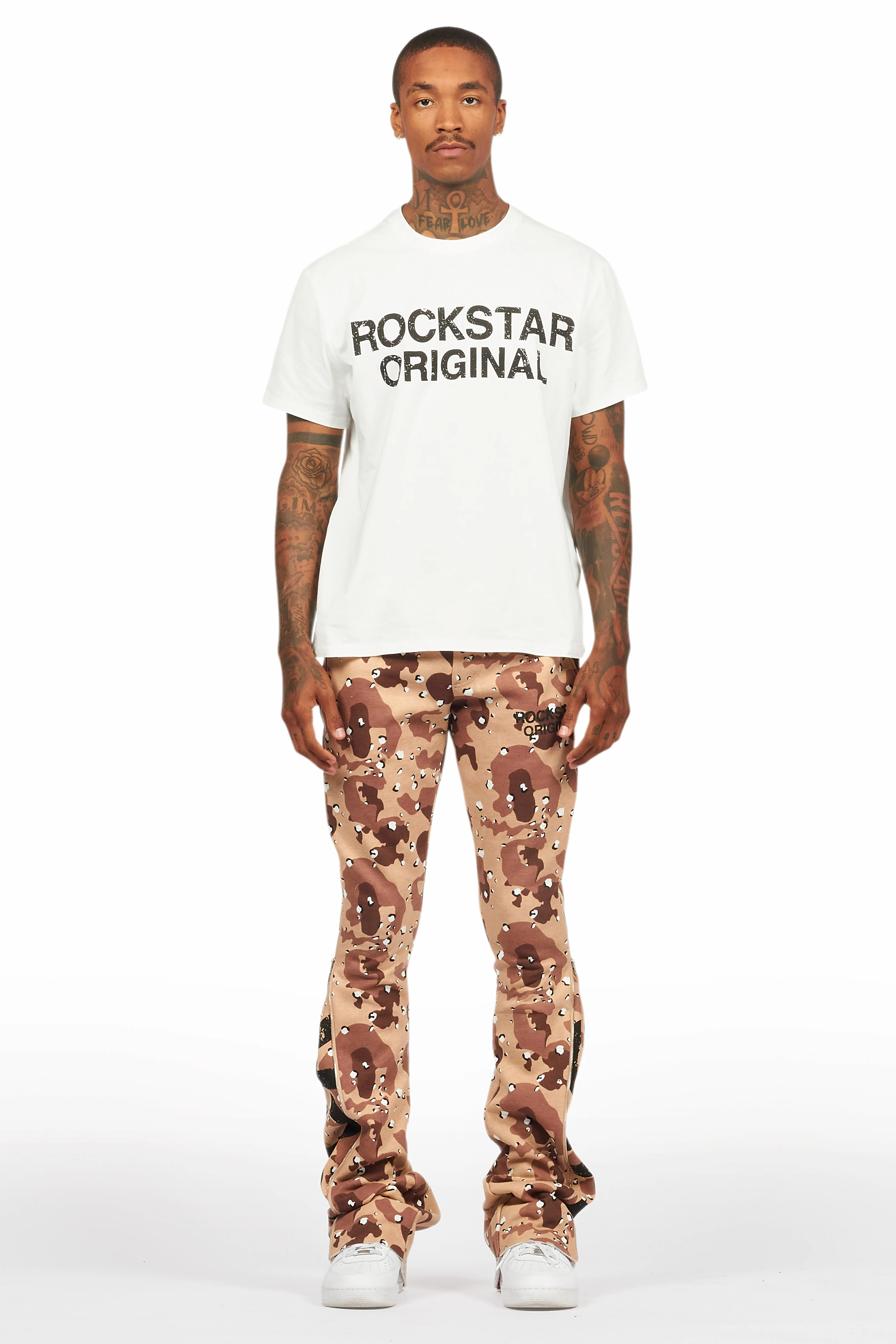 Deniska Desert Camo T-Shirt/Baggy Stacked Flare Track Set - Image 2
