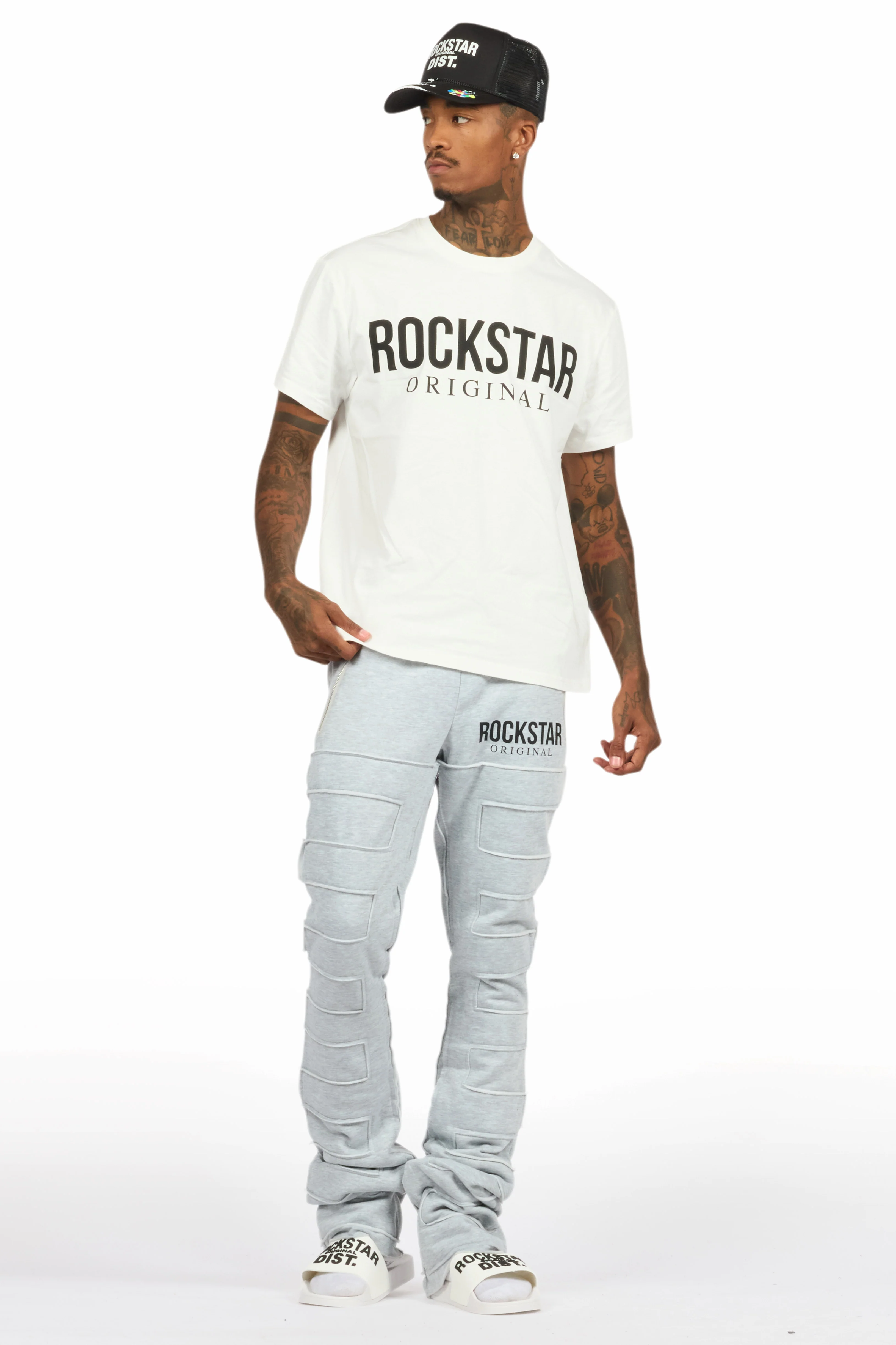 Emilio Heather Grey T-Shirt/Stacked Flare Track Set - Image 2