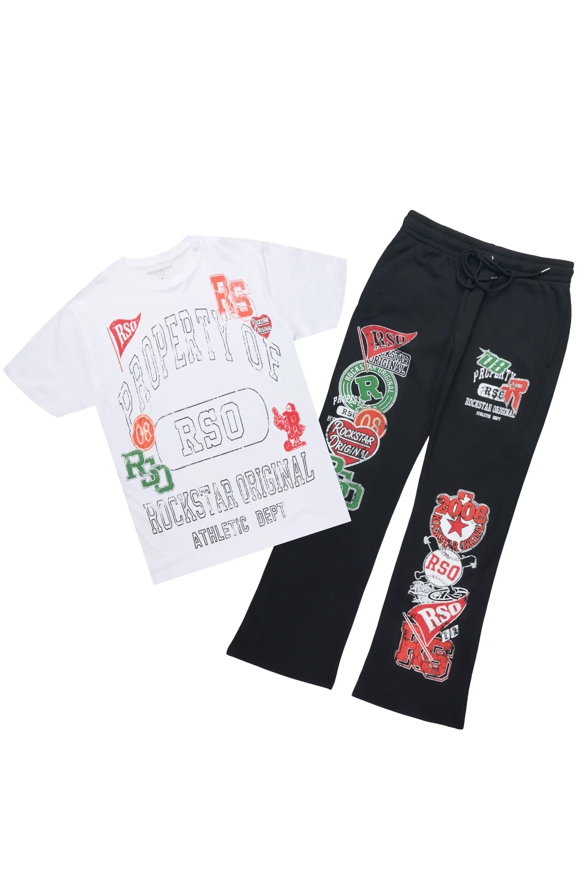 Syrix White/Multi T-Shirt/Relaxed Track Set