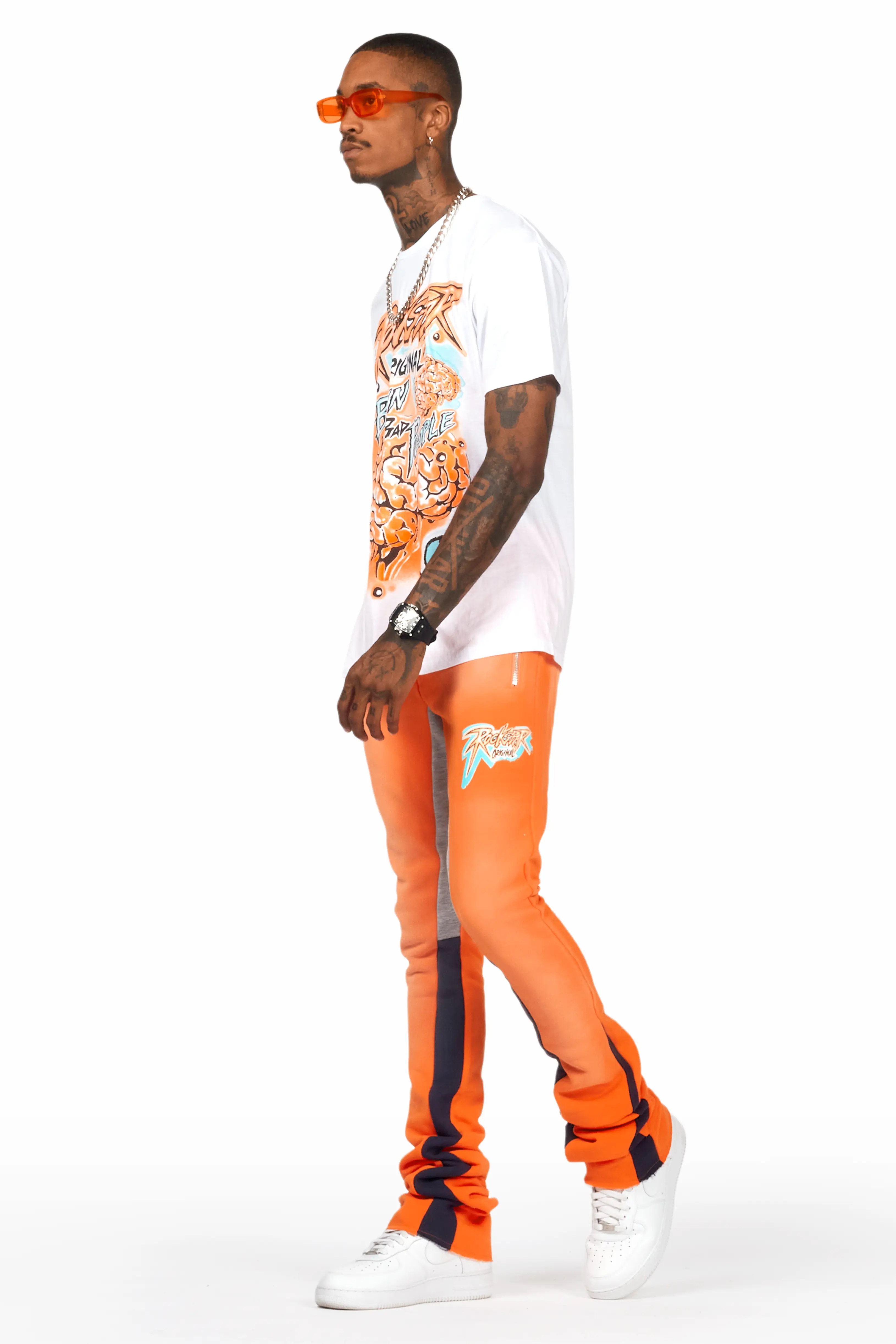 Braindead White/Orange T-Shirt/Super Stacked Track Set - Image 5