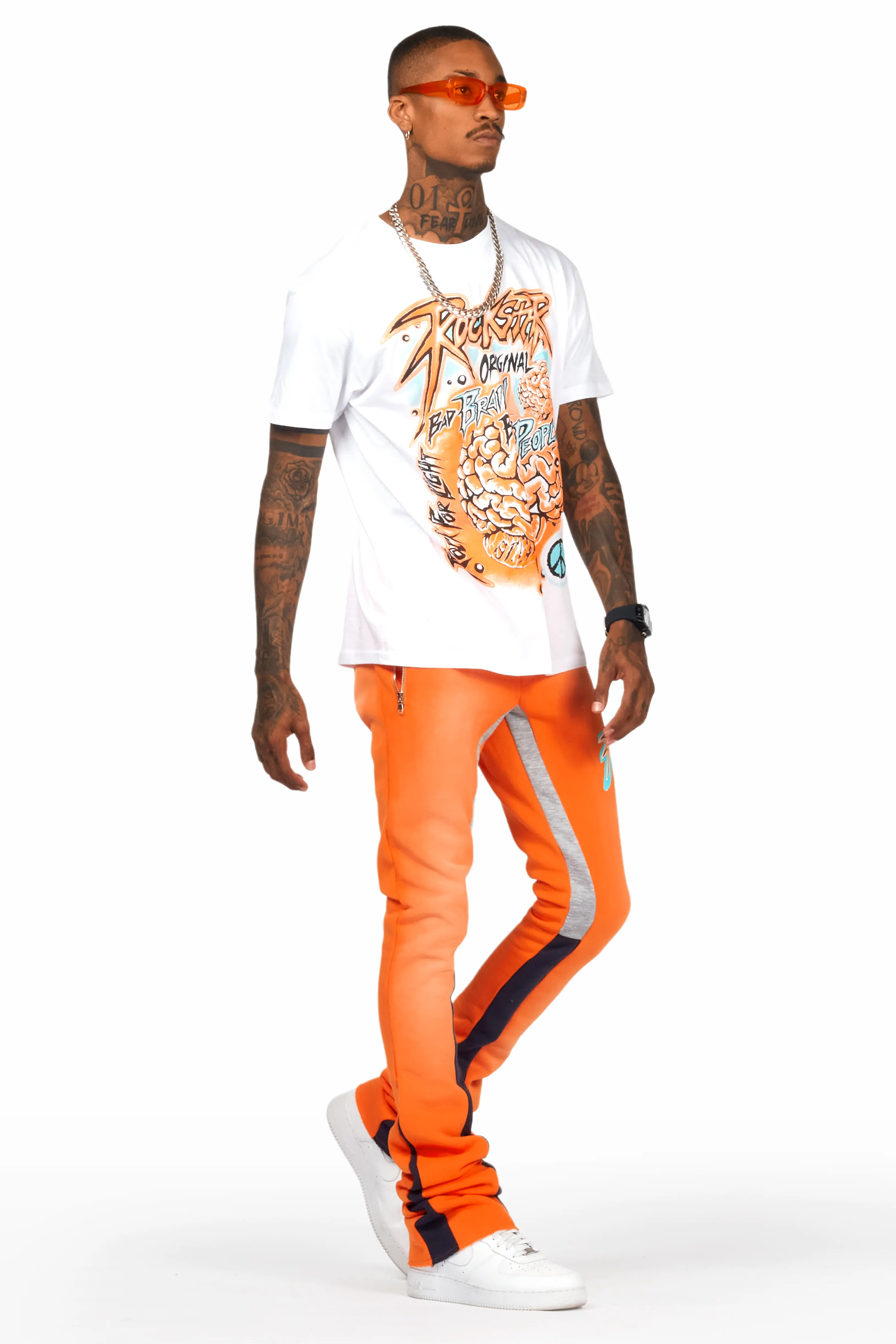 Braindead White/Orange T-Shirt/Super Stacked Track Set - Image 6