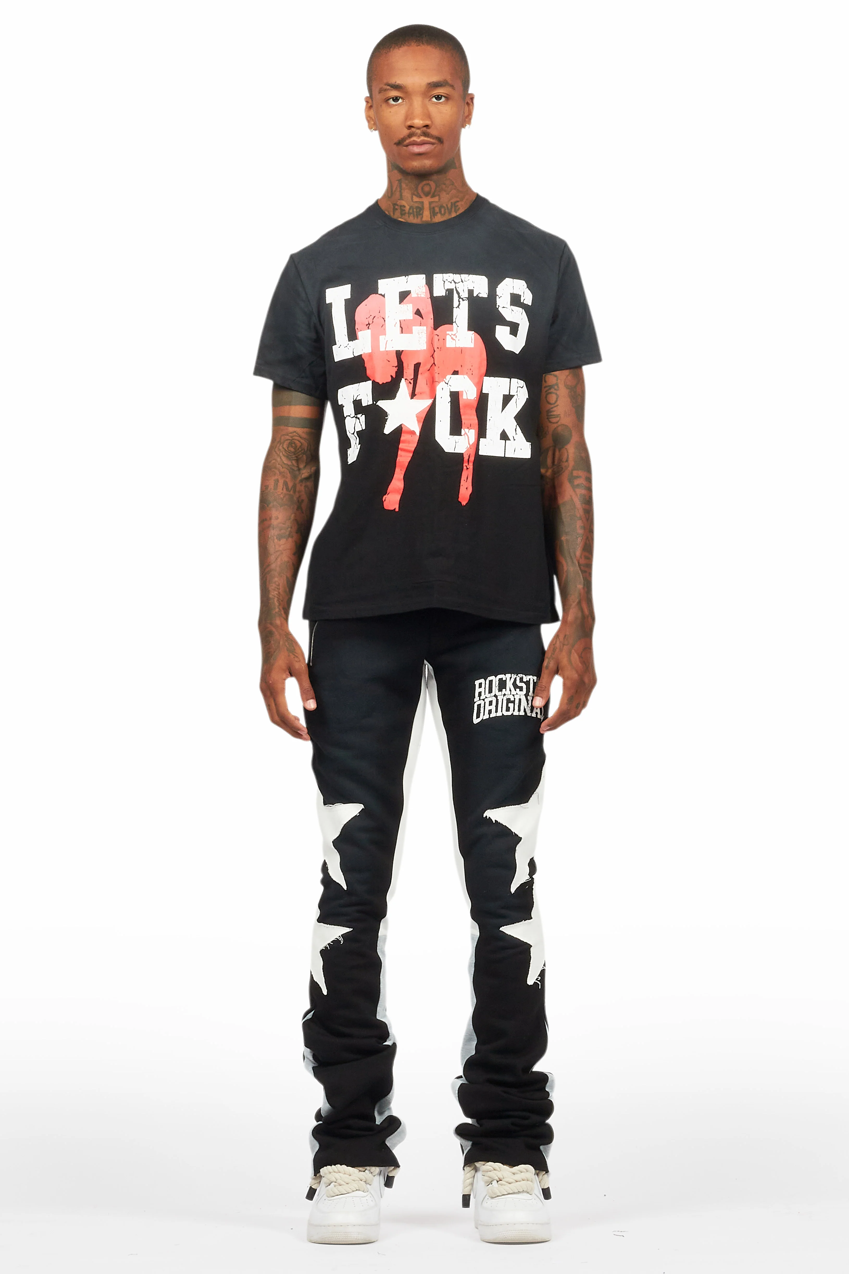 Pacino Black/Grey T-Shirt/Stacked Flare Track Set - Image 2