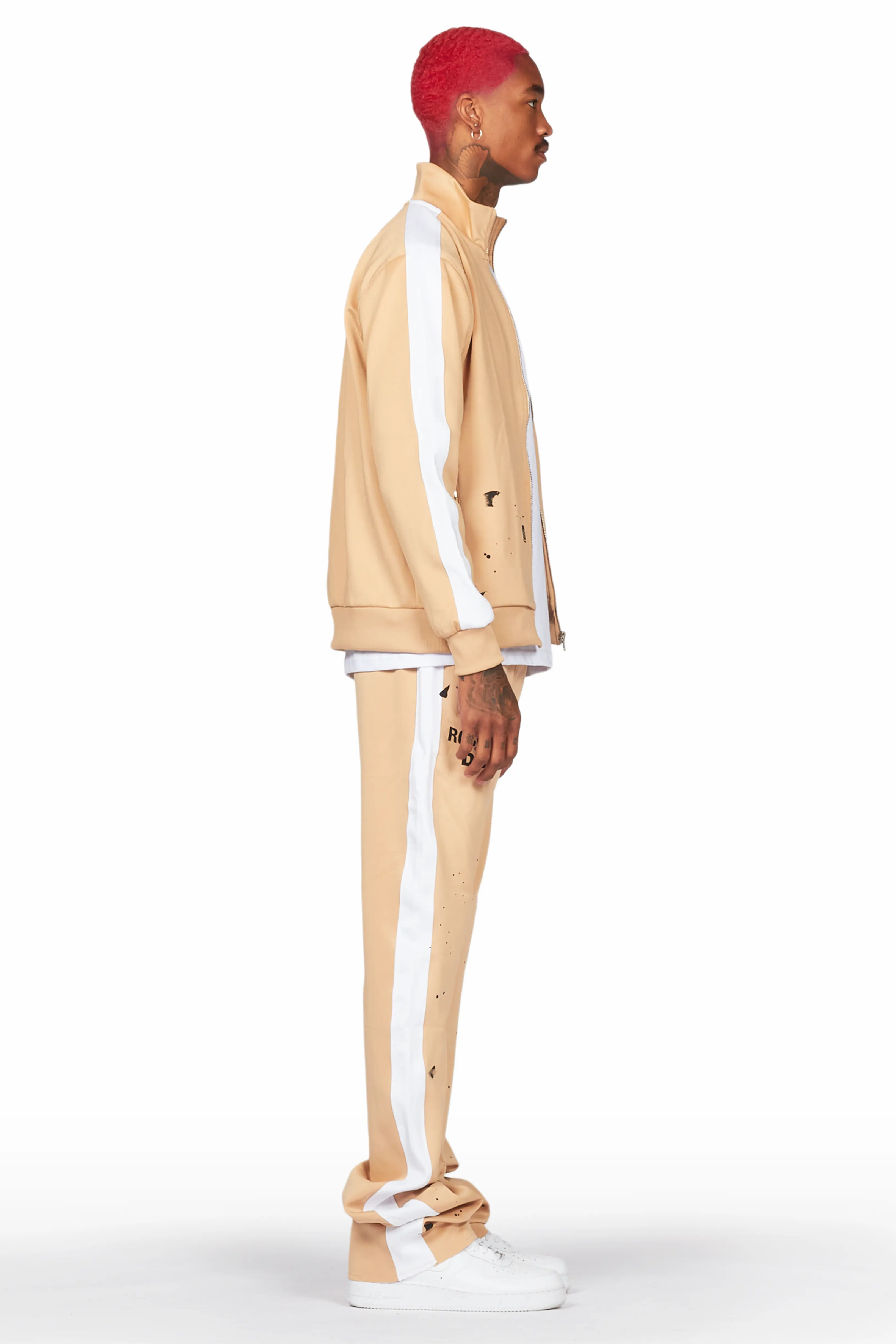 Raffer Beige Super Stacked Tricot Track Set - Image 4