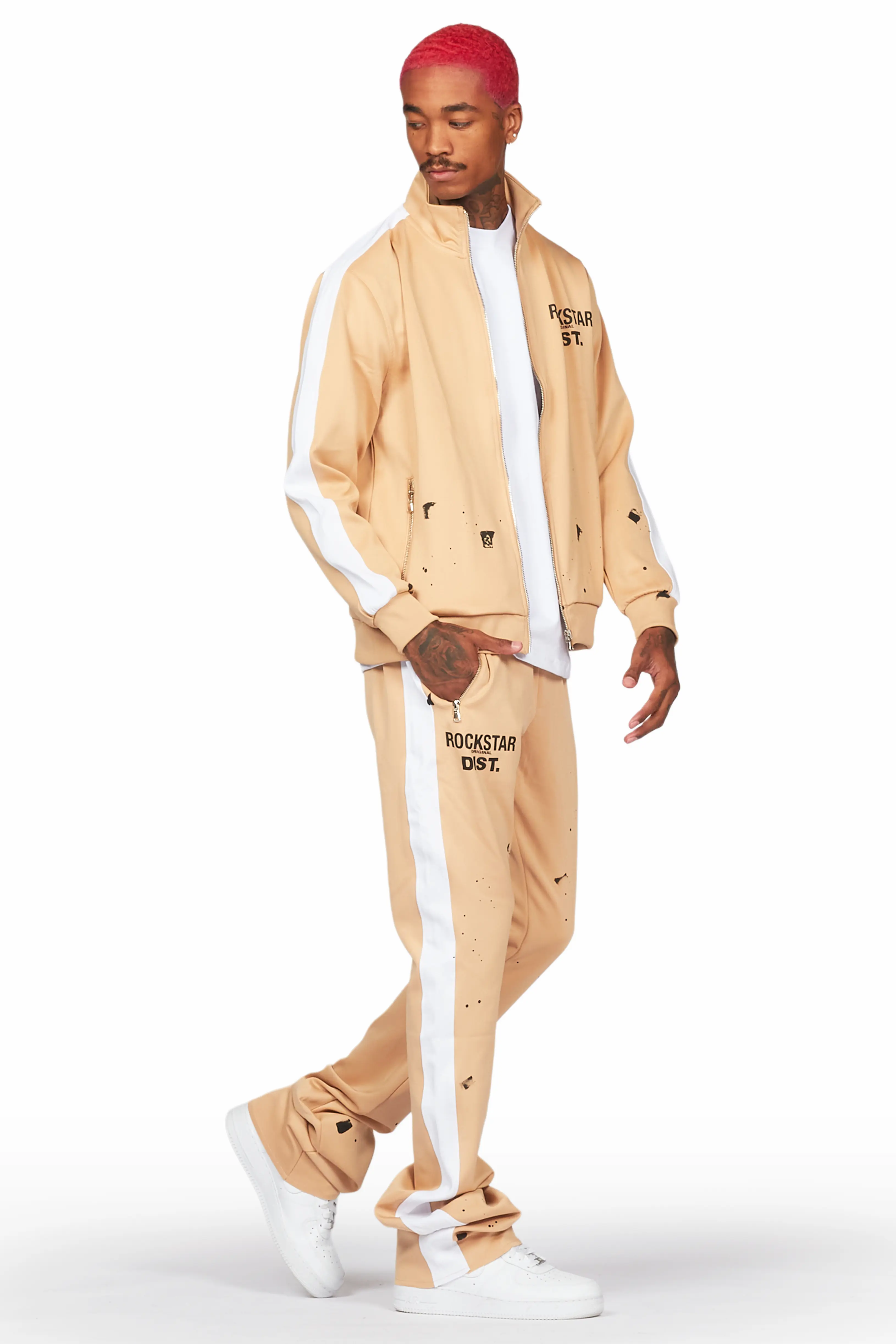 Raffer Beige Super Stacked Tricot Track Set - Image 7