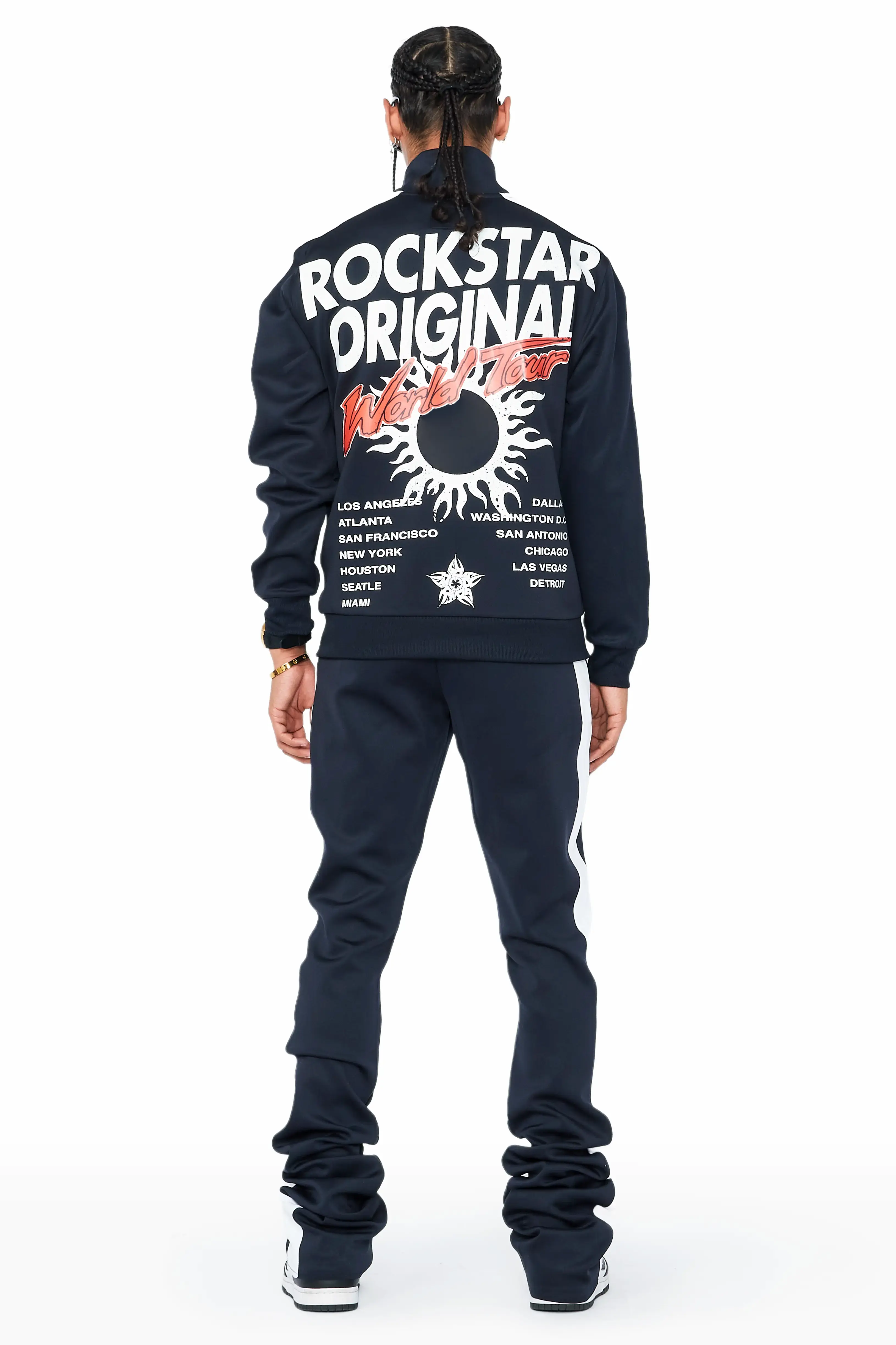 Yash Black Tricot Stacked Flare Track Set - Image 4