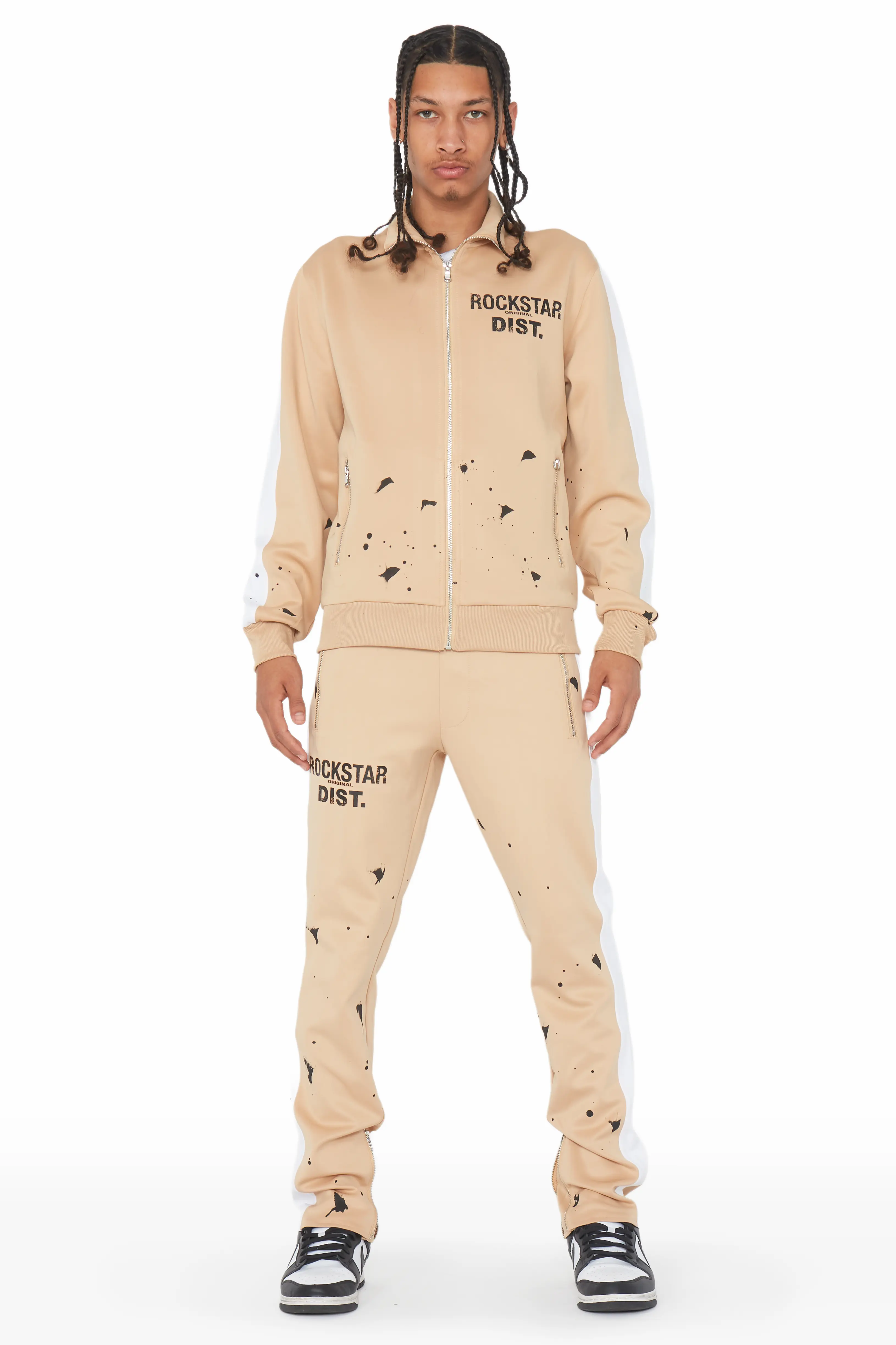 Raffer Beige Tricot Slim Fit Track Set