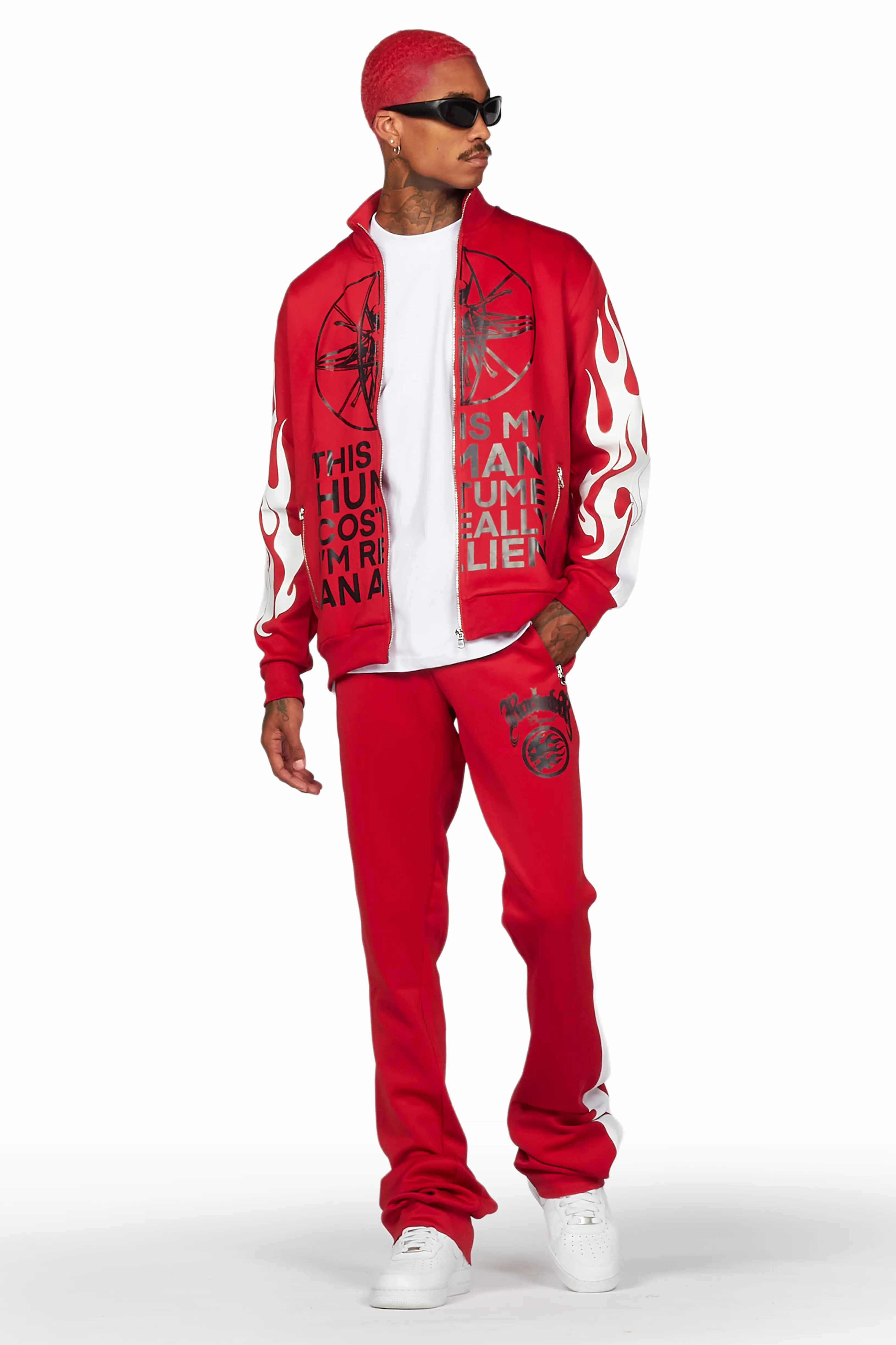 Galyn Red Tricot Super Stacked Track Set - Image 6