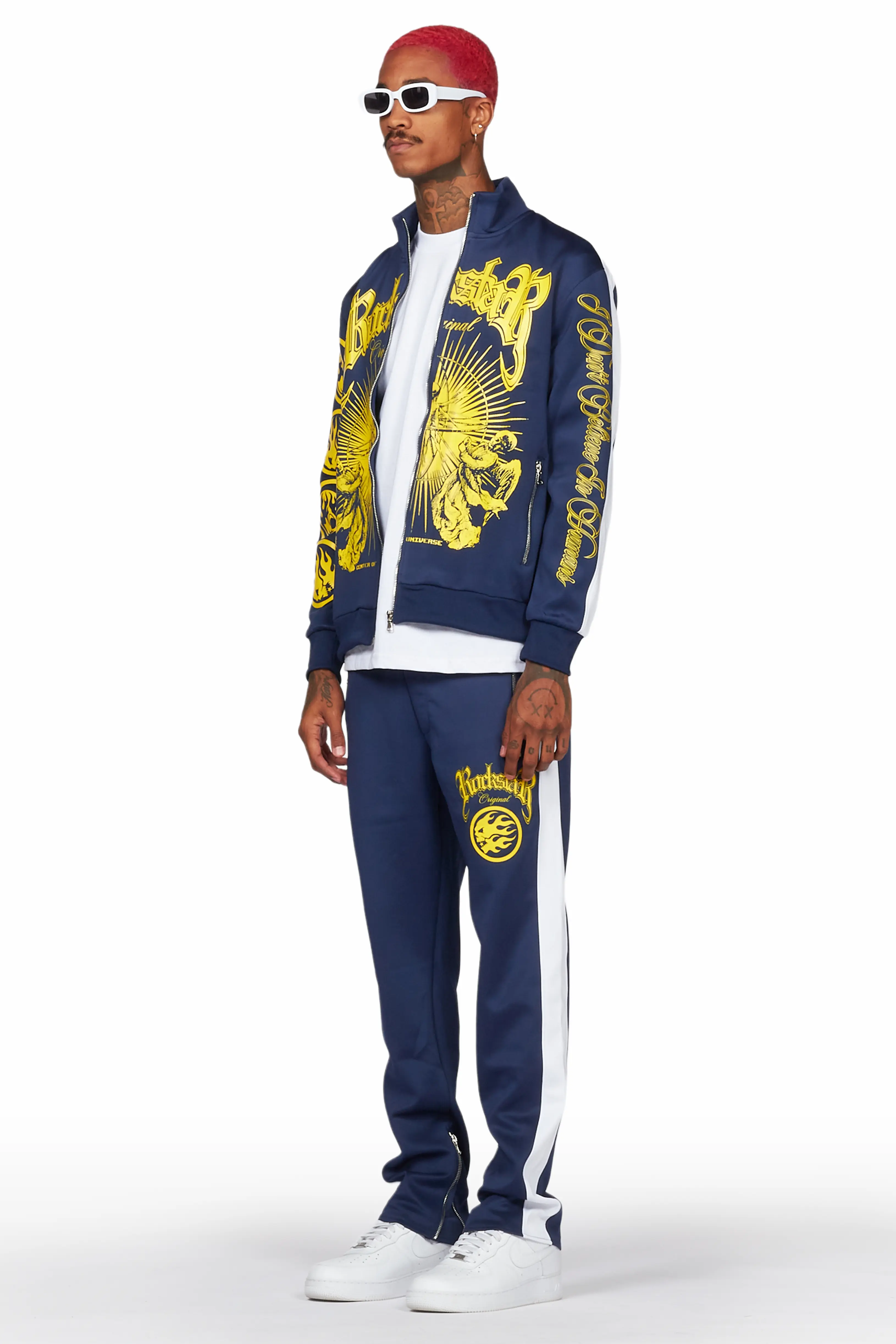 Yarden Navy Tricot Slim Fit Track Set - Image 5