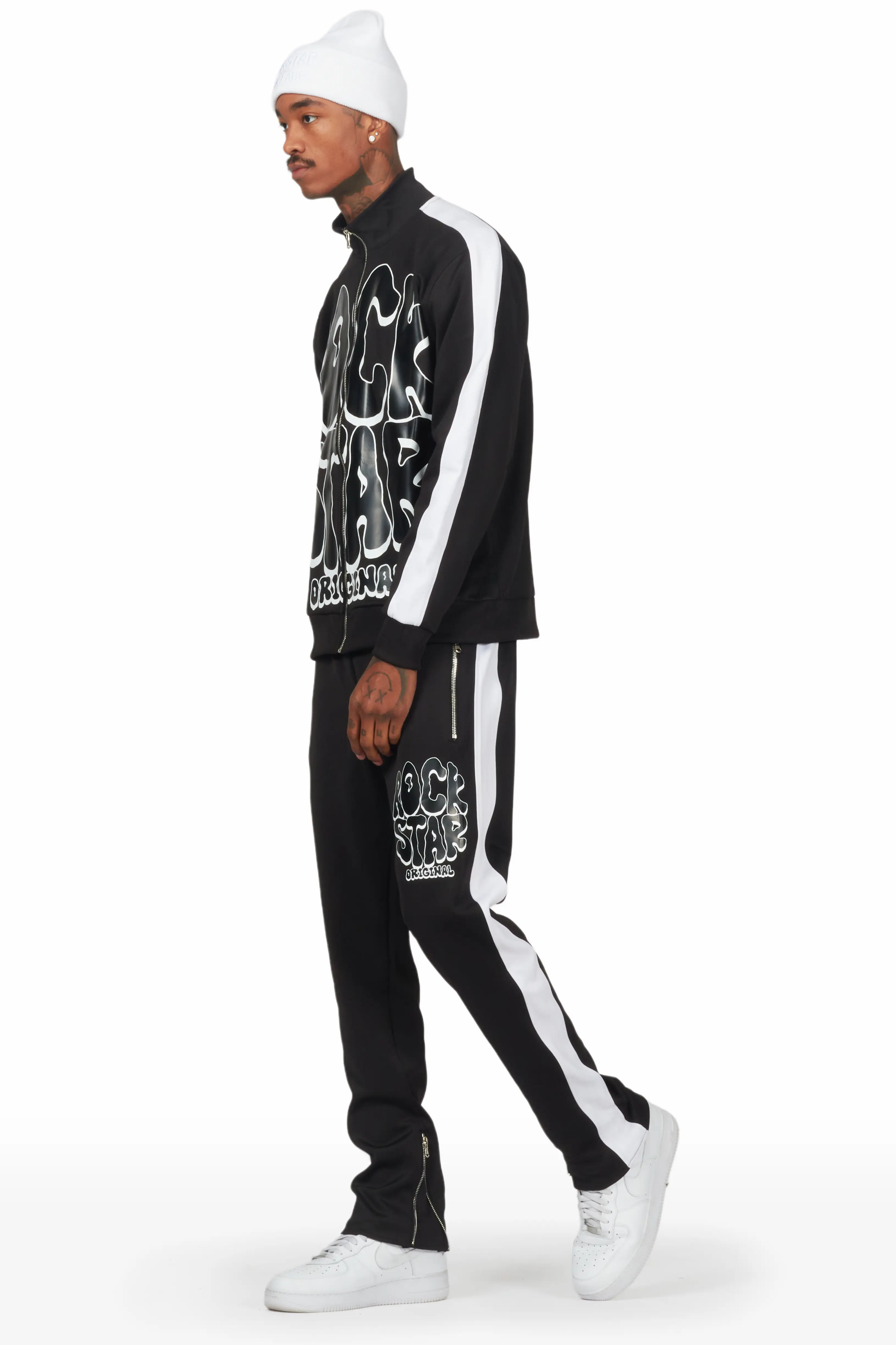 Warblen Black Tricot Slim Fit Track Set - Image 3