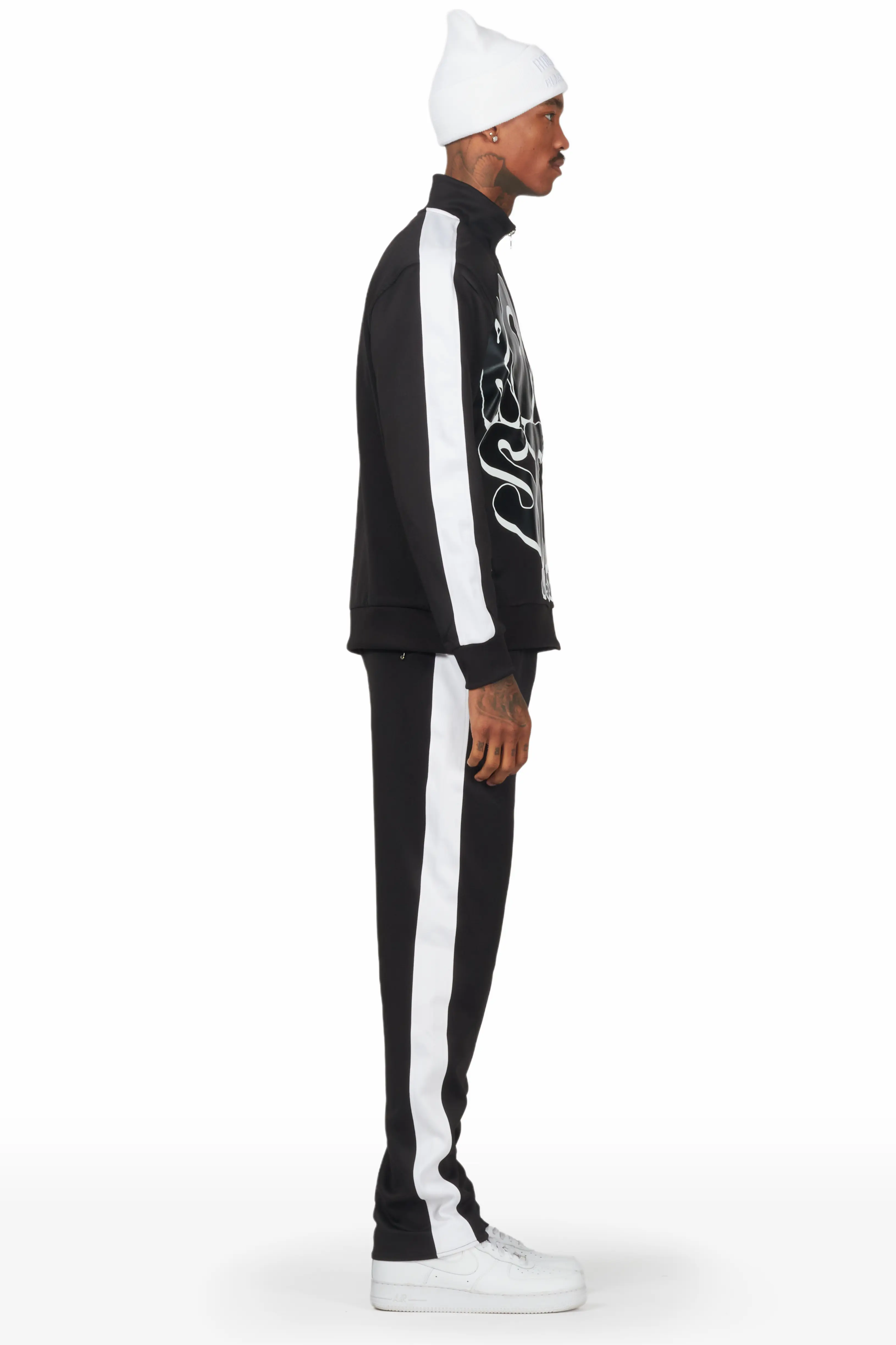 Warblen Black Tricot Slim Fit Track Set - Image 4