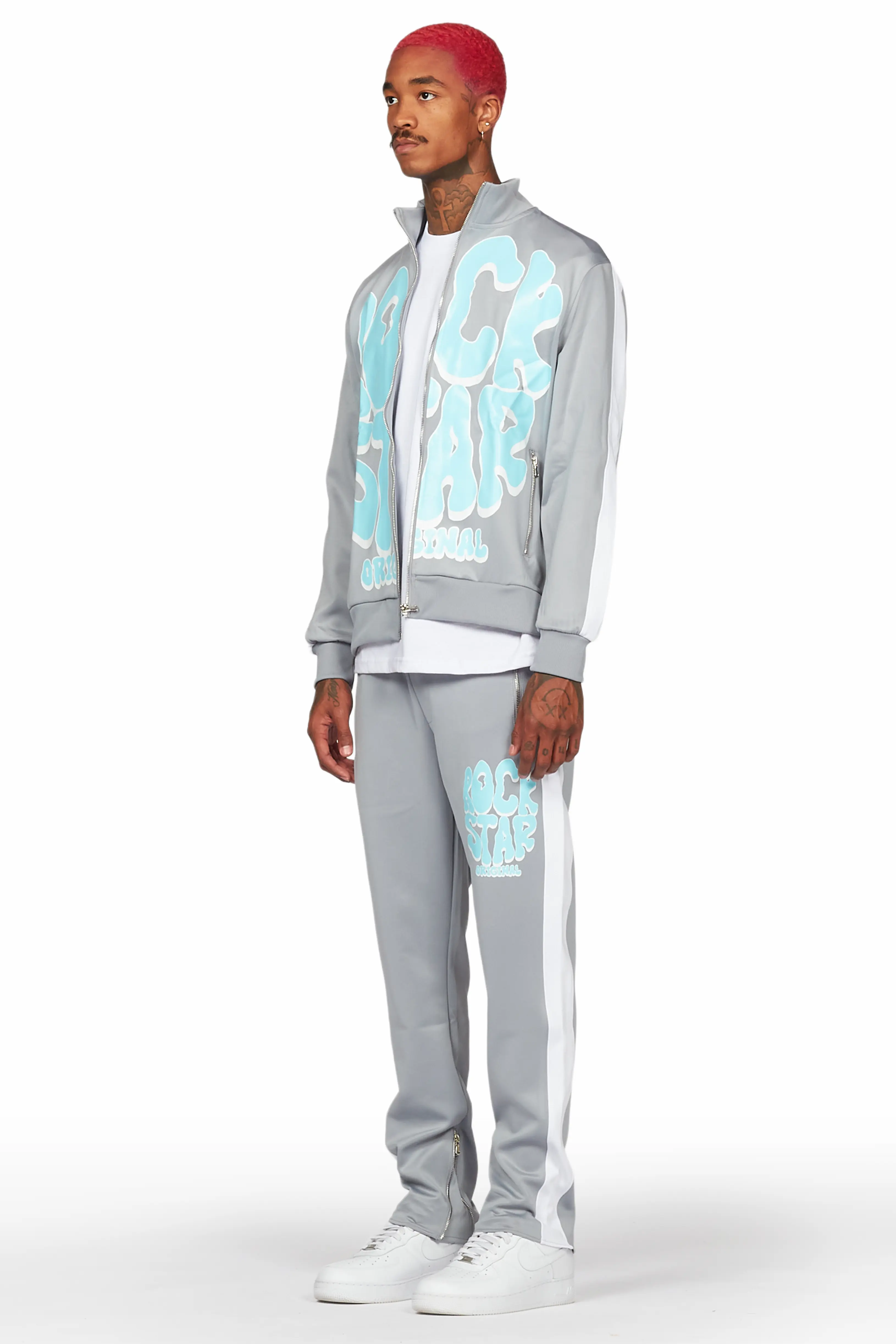 Warblen Grey Tricot Slim Fit Track Set - Image 6