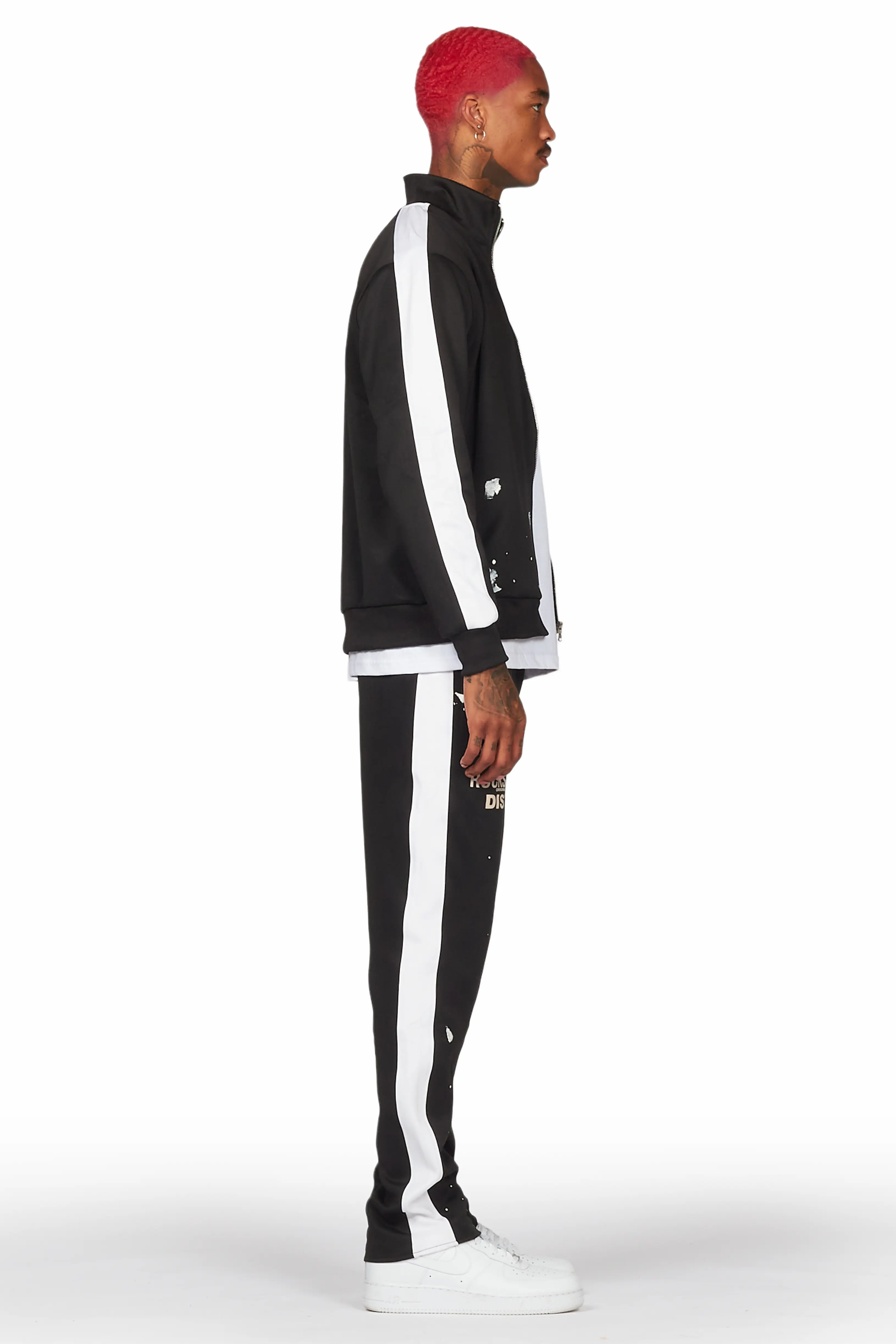 Raffer Black Tricot Slim Fit Track Set - Image 3
