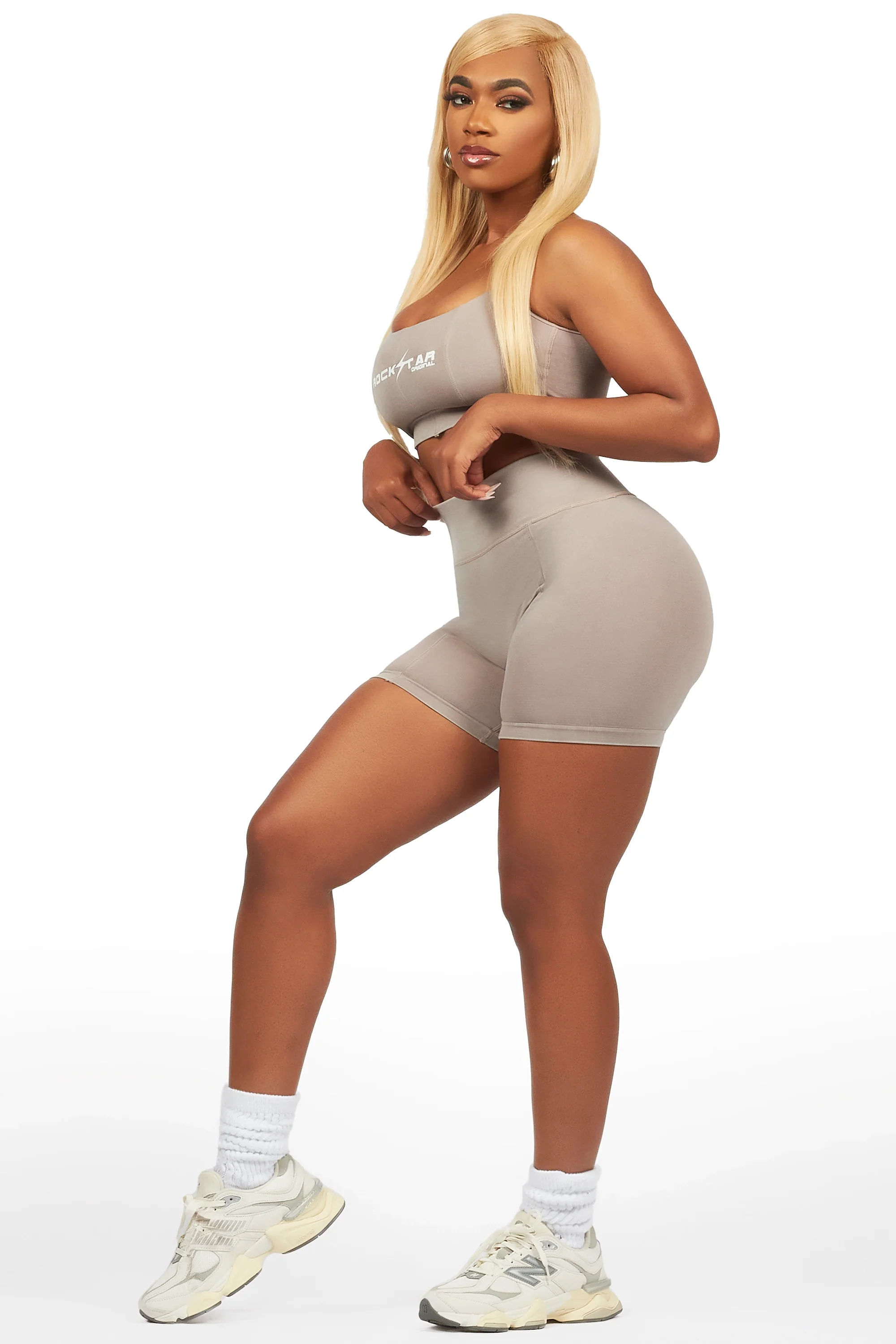 Katteria Washed Grey Bike Short Set - Image 3