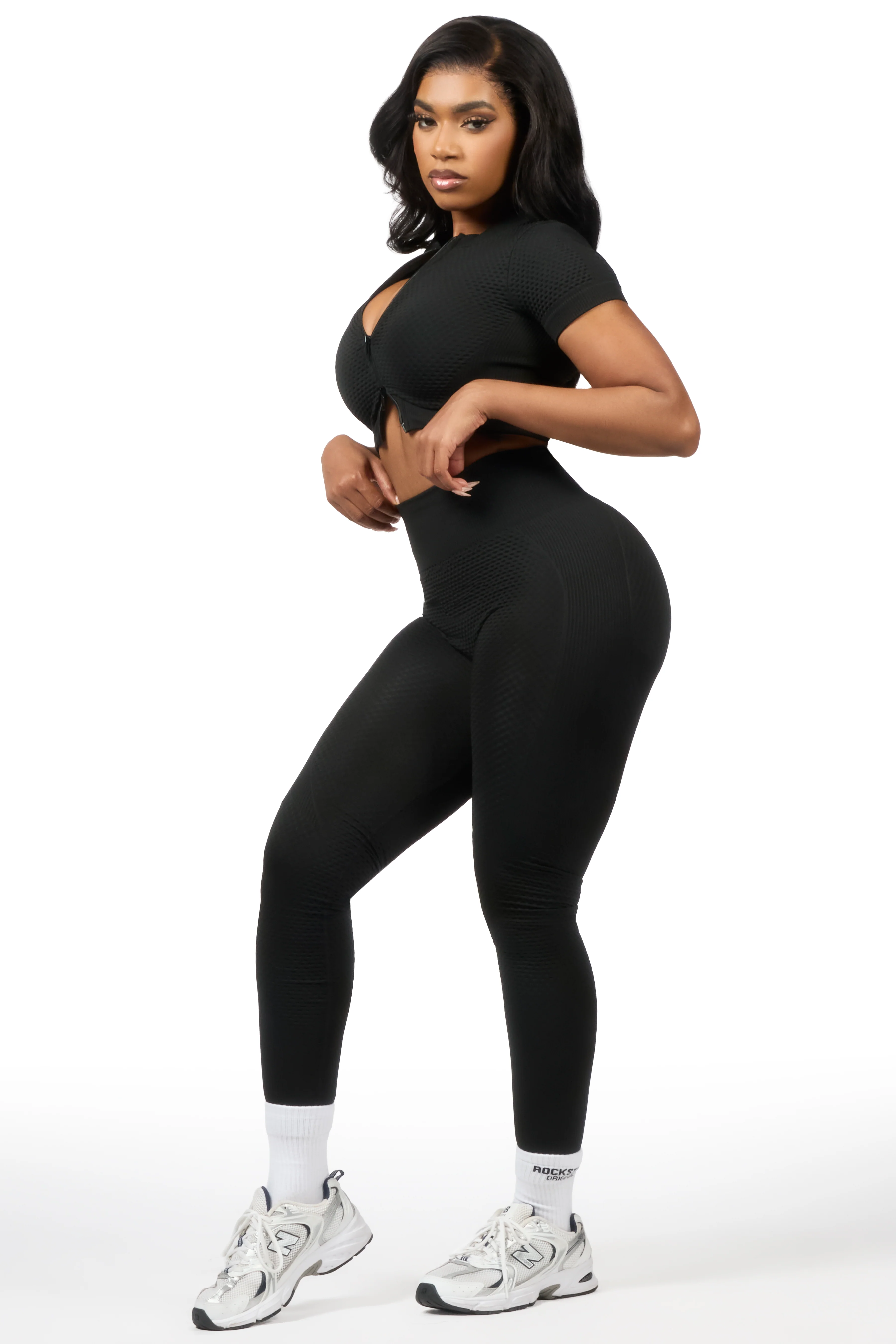 Deizhanna Black Zip Up Active Legging Set - Image 3