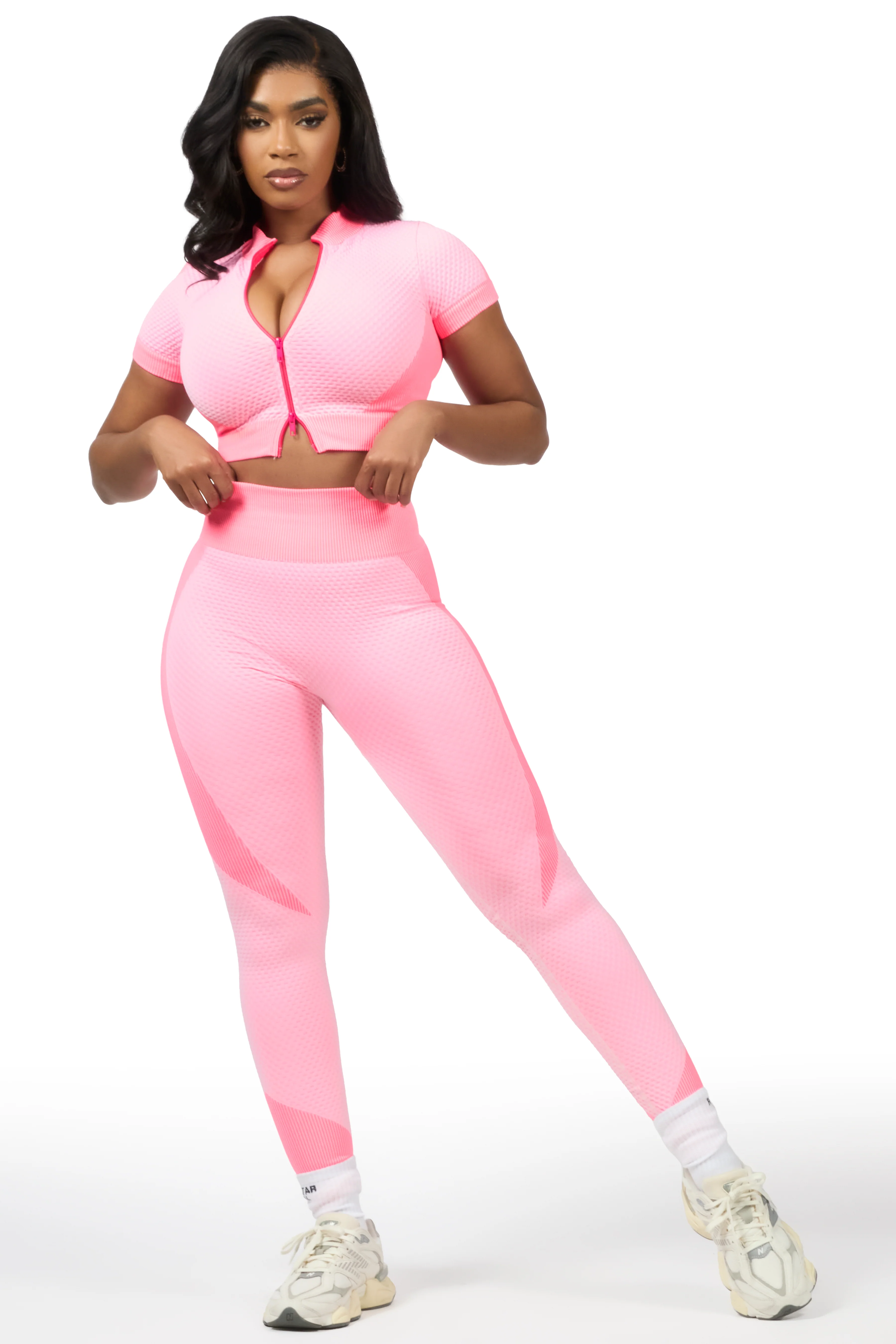 Deizhanna Pink Zip Up Active Legging Set - Image 3