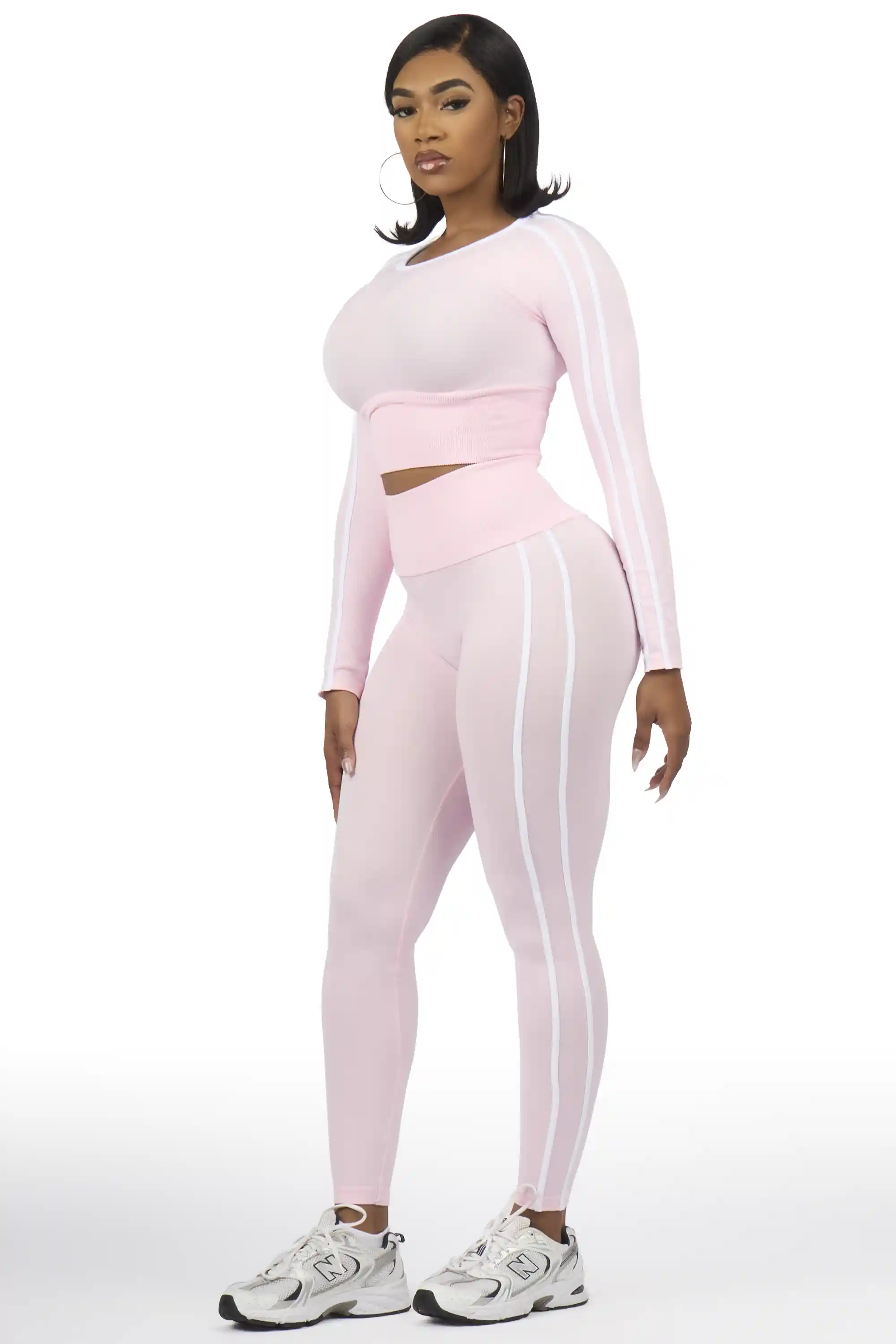 Zakkeyiah Pink Long Sleeve Active Legging Set