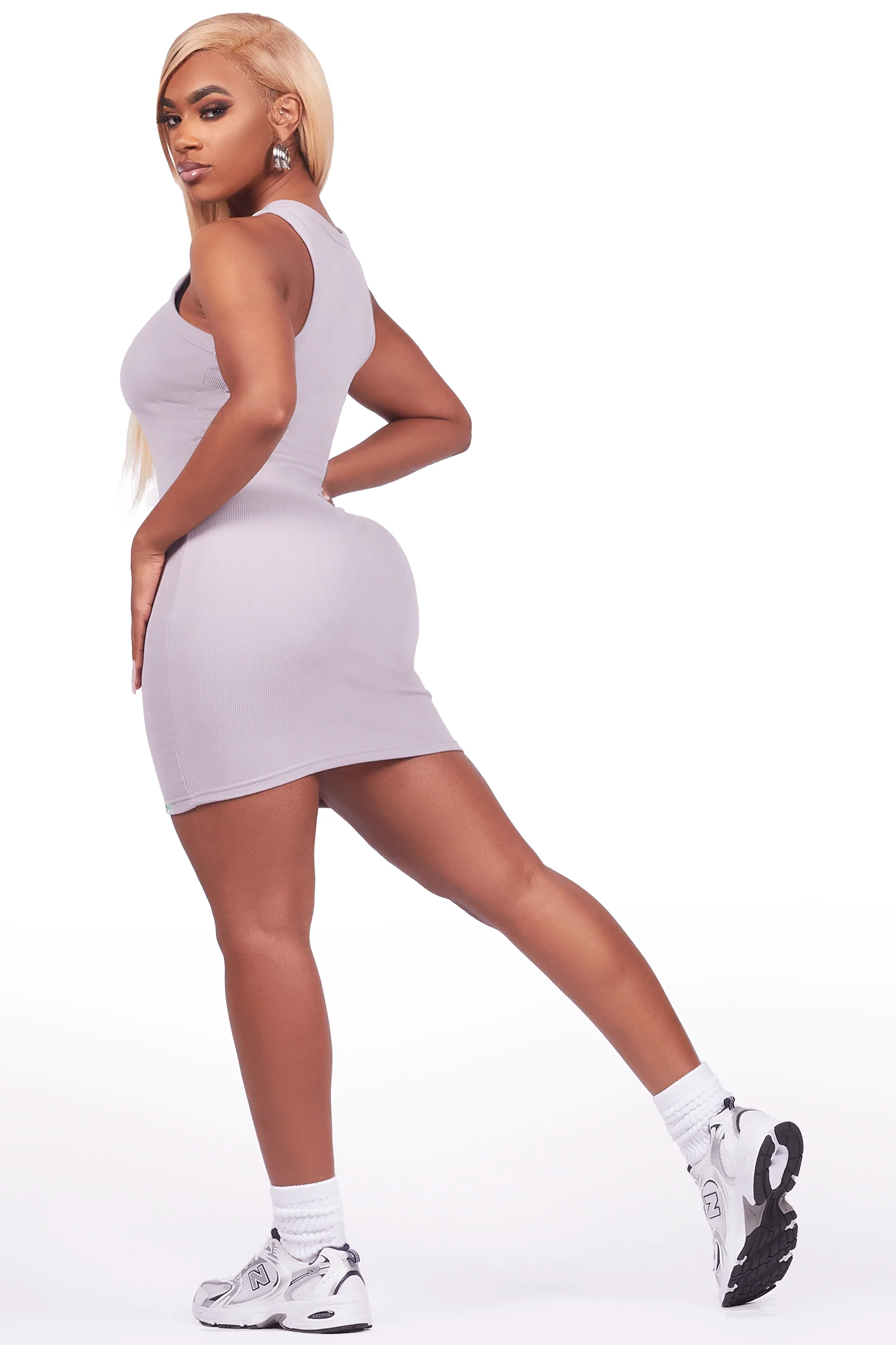 Candica Grey Mini Dress - Image 3