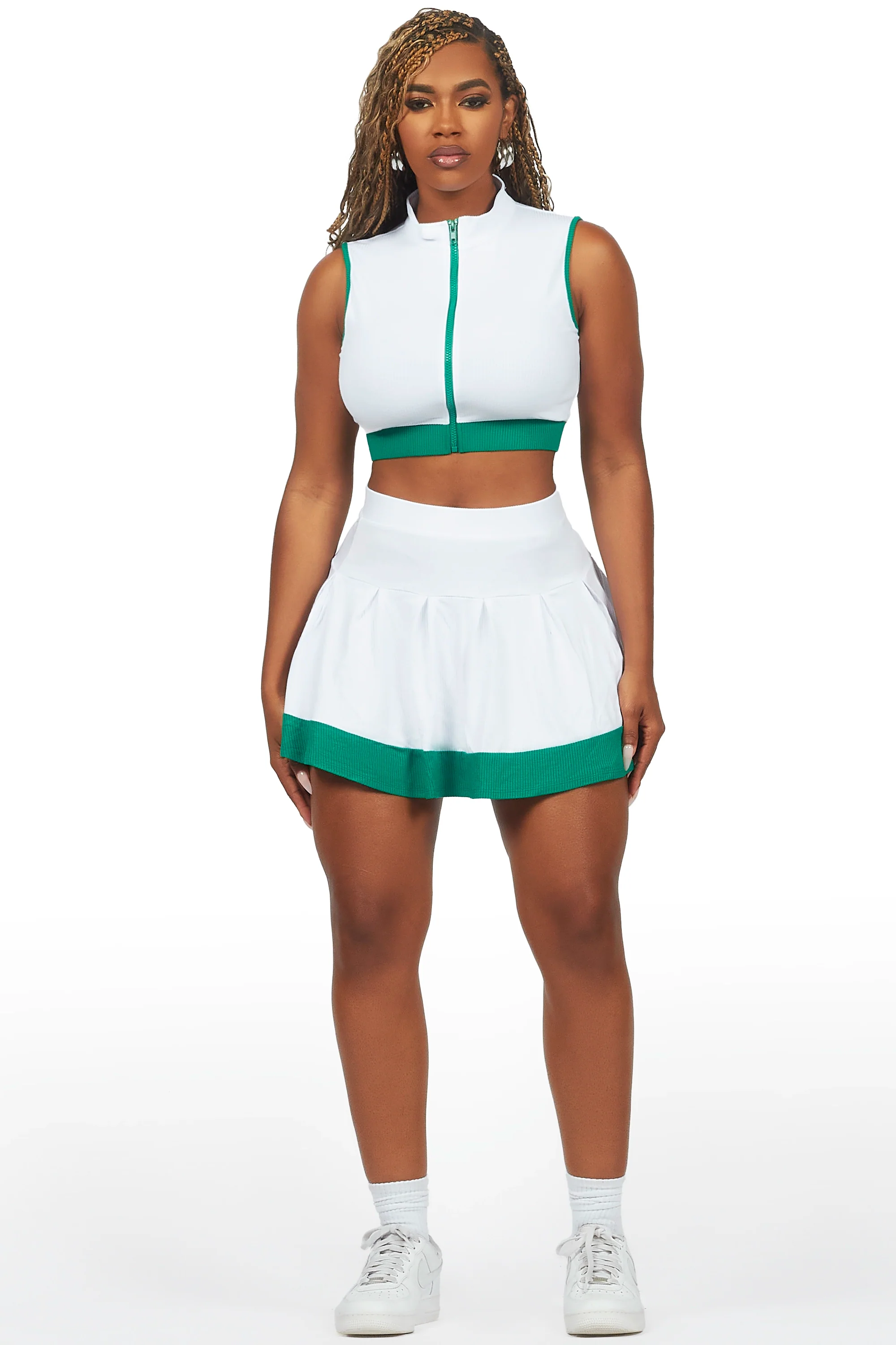 Alaiyh White/Green Skirt Set - Image 2