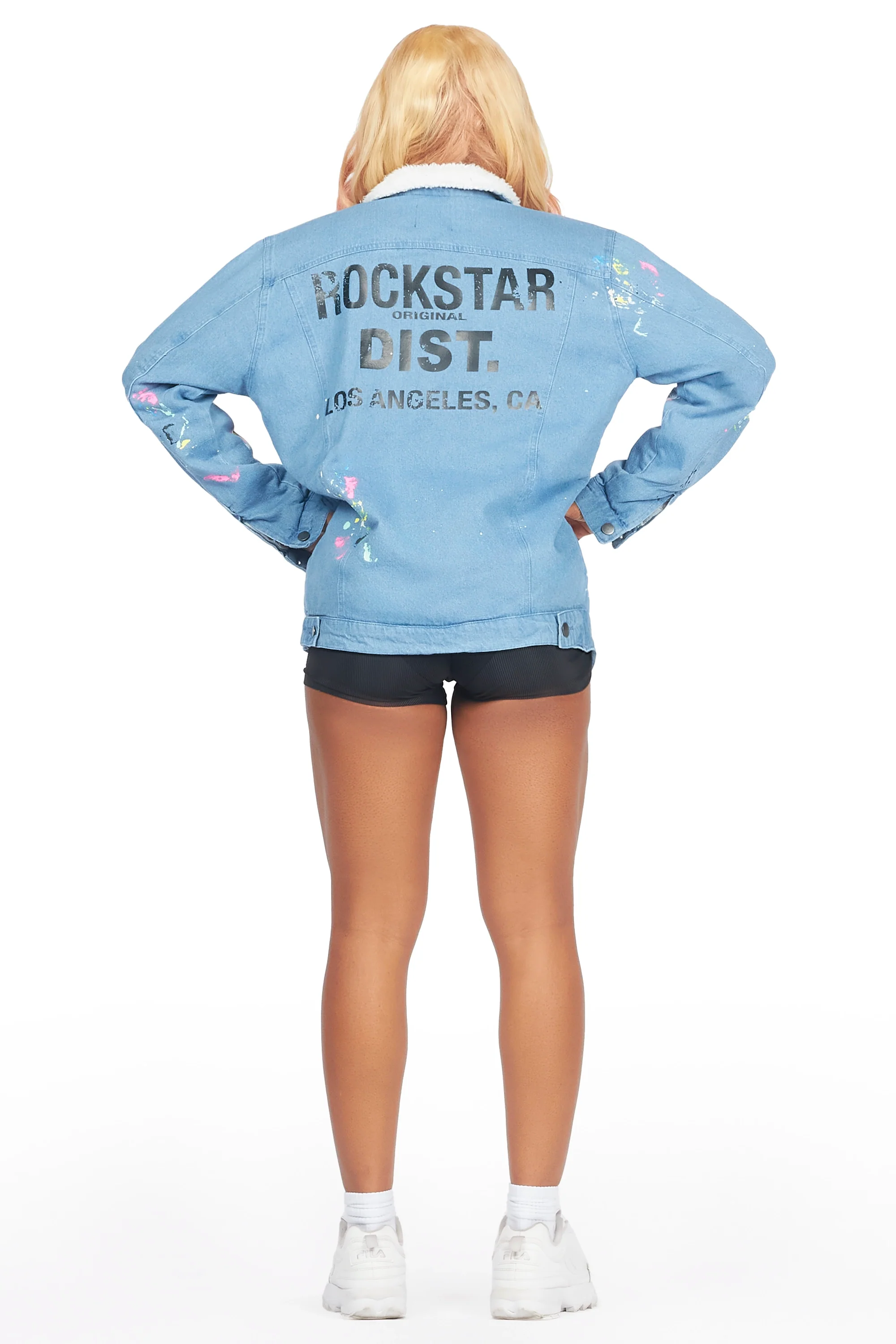 Cozmo Light Wash Painted Denim Jacket - Image 11