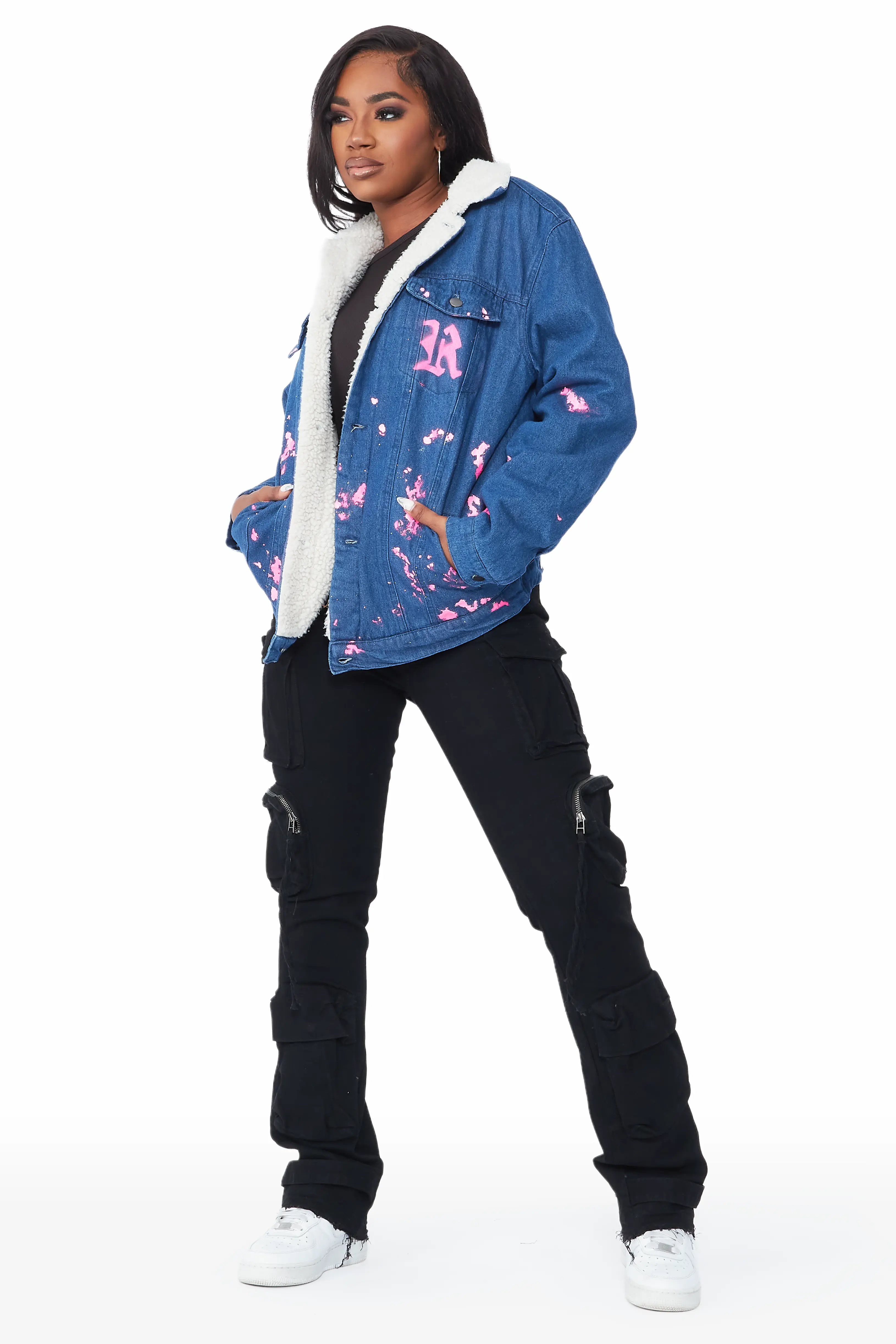 Cozmo Medium Wash Painted Denim Jacket - Image 7