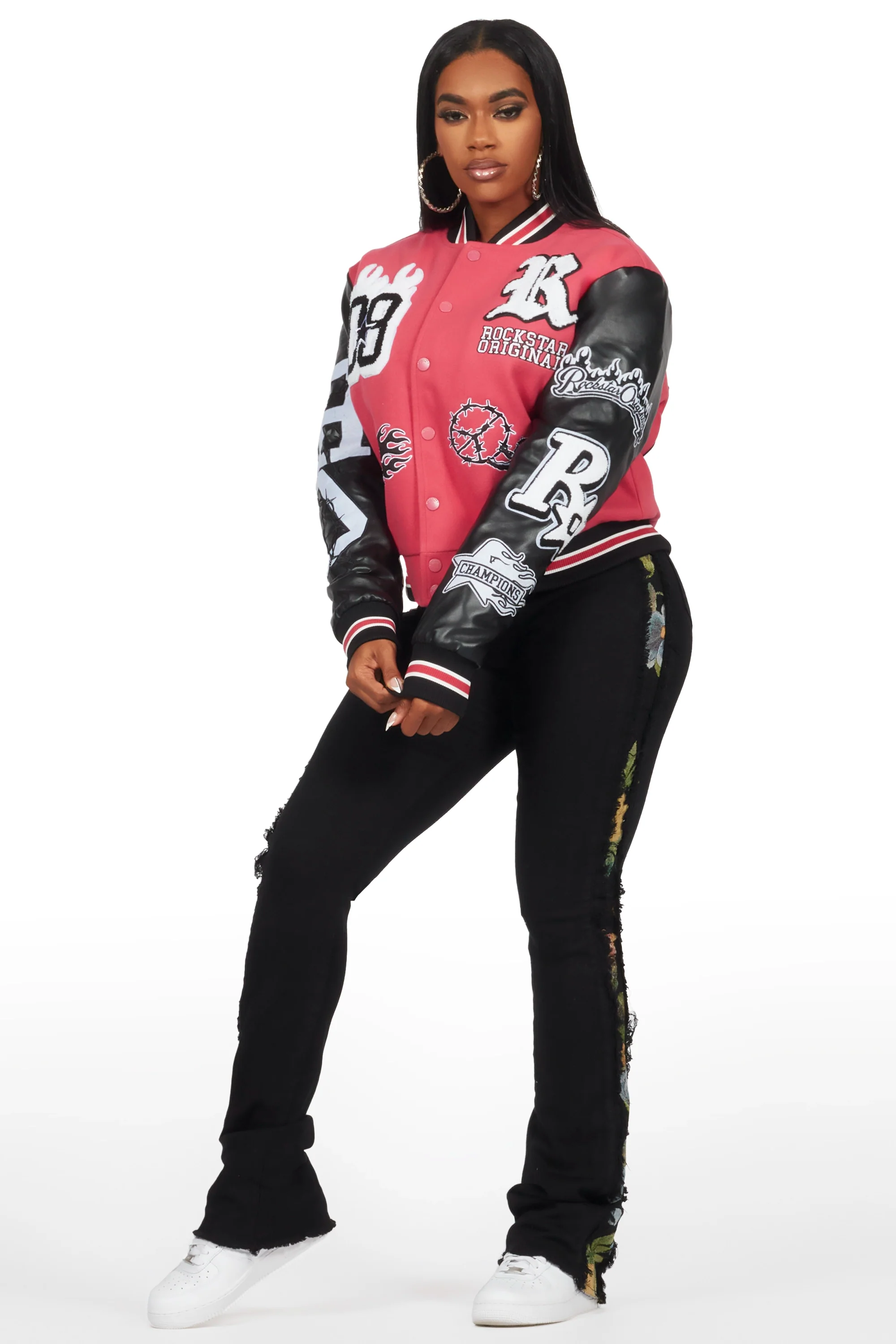 Sharray Fuchsia Oversized Varsity Jacket - Image 11