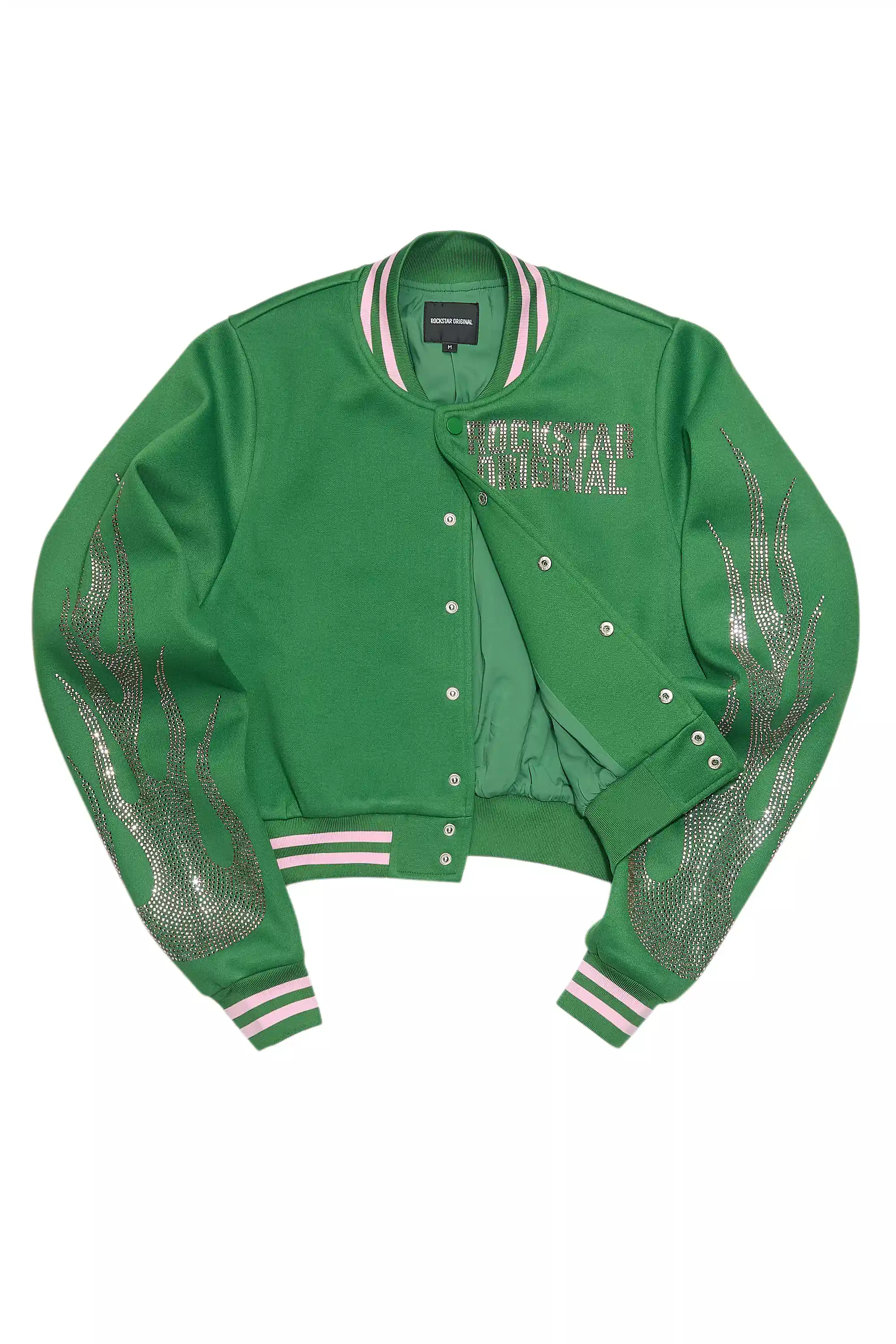 Beunca Green Rhinestone Varsity Jacket - Image 6