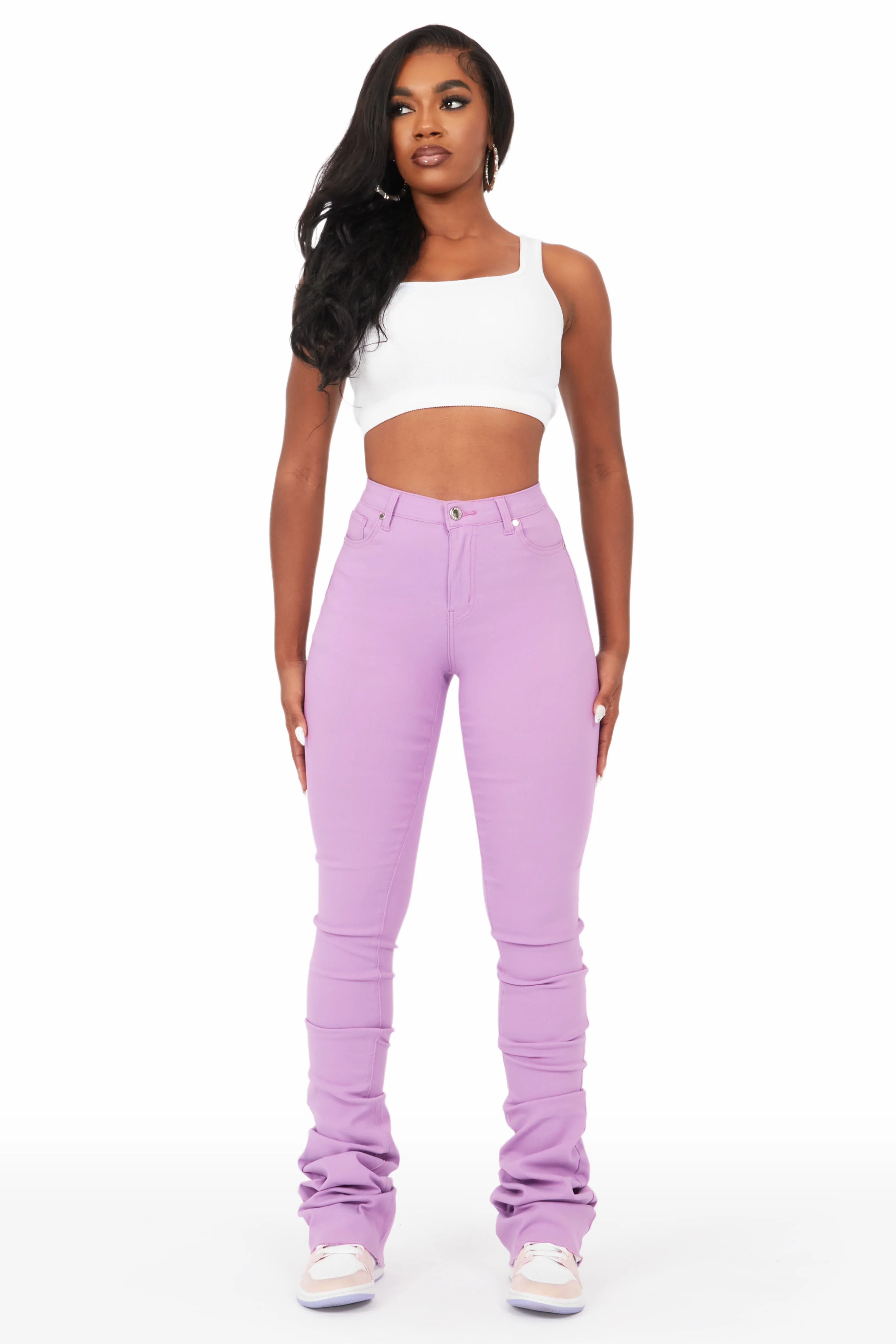 Khadeeja Lavender Super Stacked Jean - Image 2