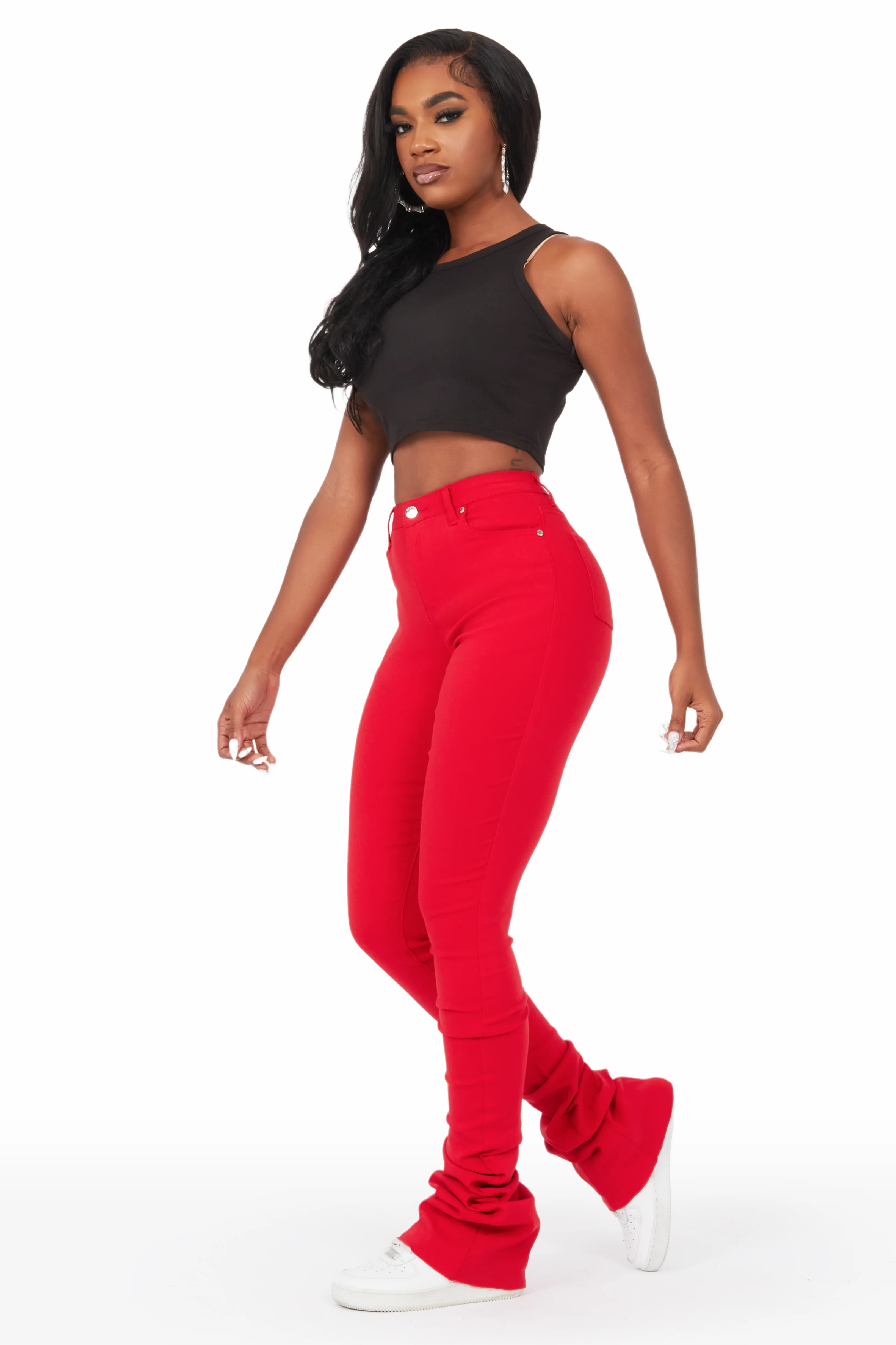 Khadeeja Red Super Stacked Jean - Image 2