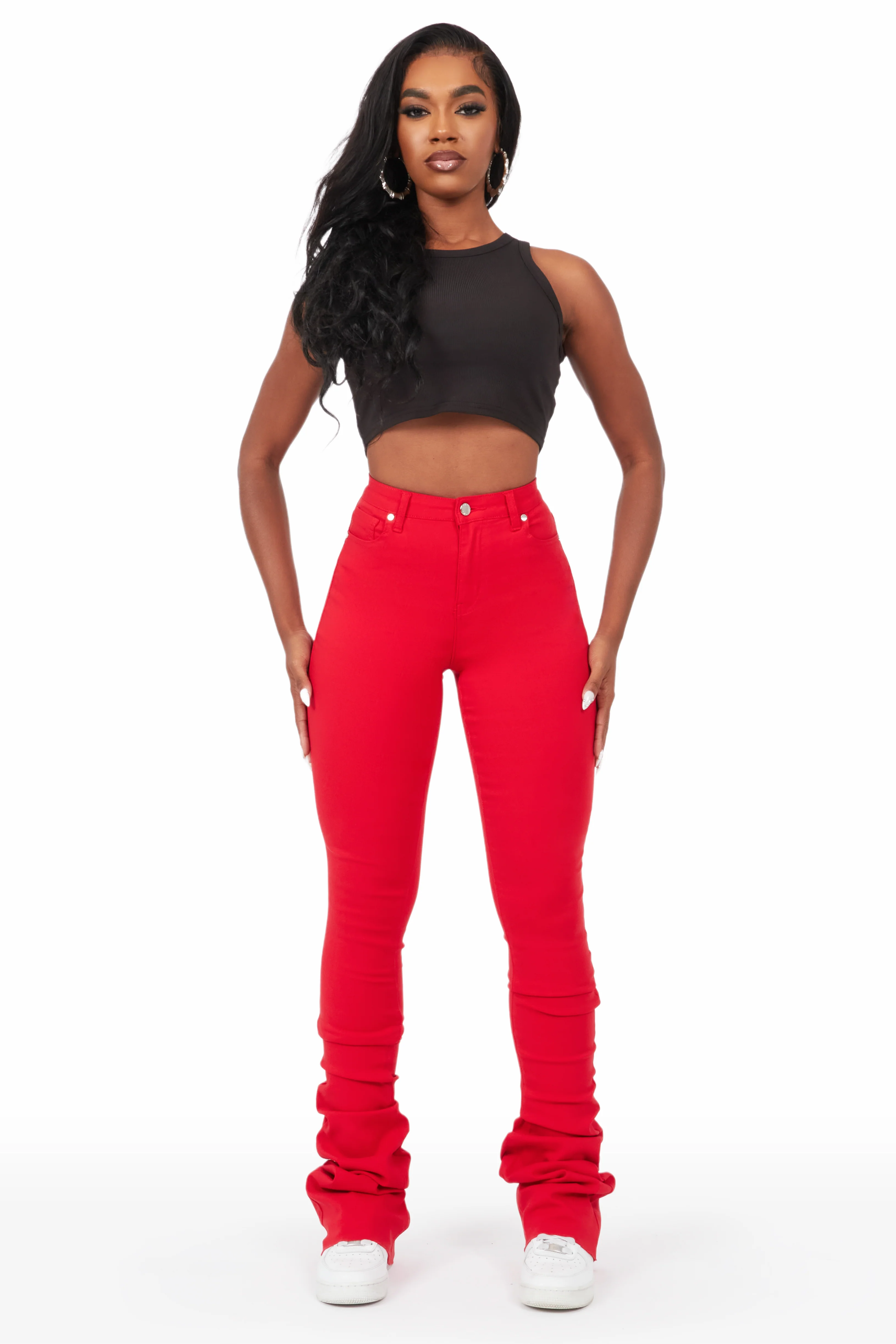 Khadeeja Red Super Stacked Jean - Image 3