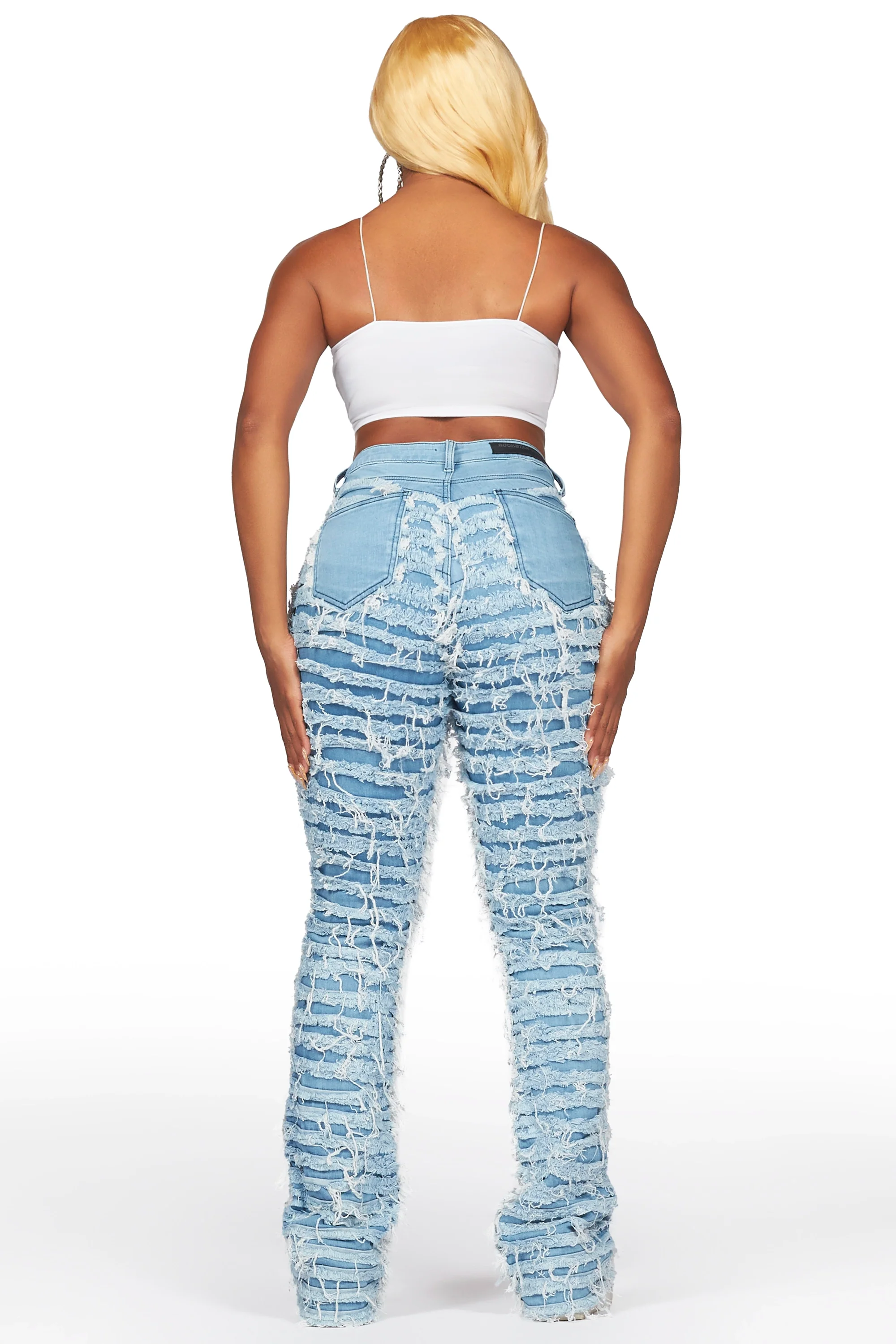 Melany Light Wash Stacked Flared Jean - Image 4