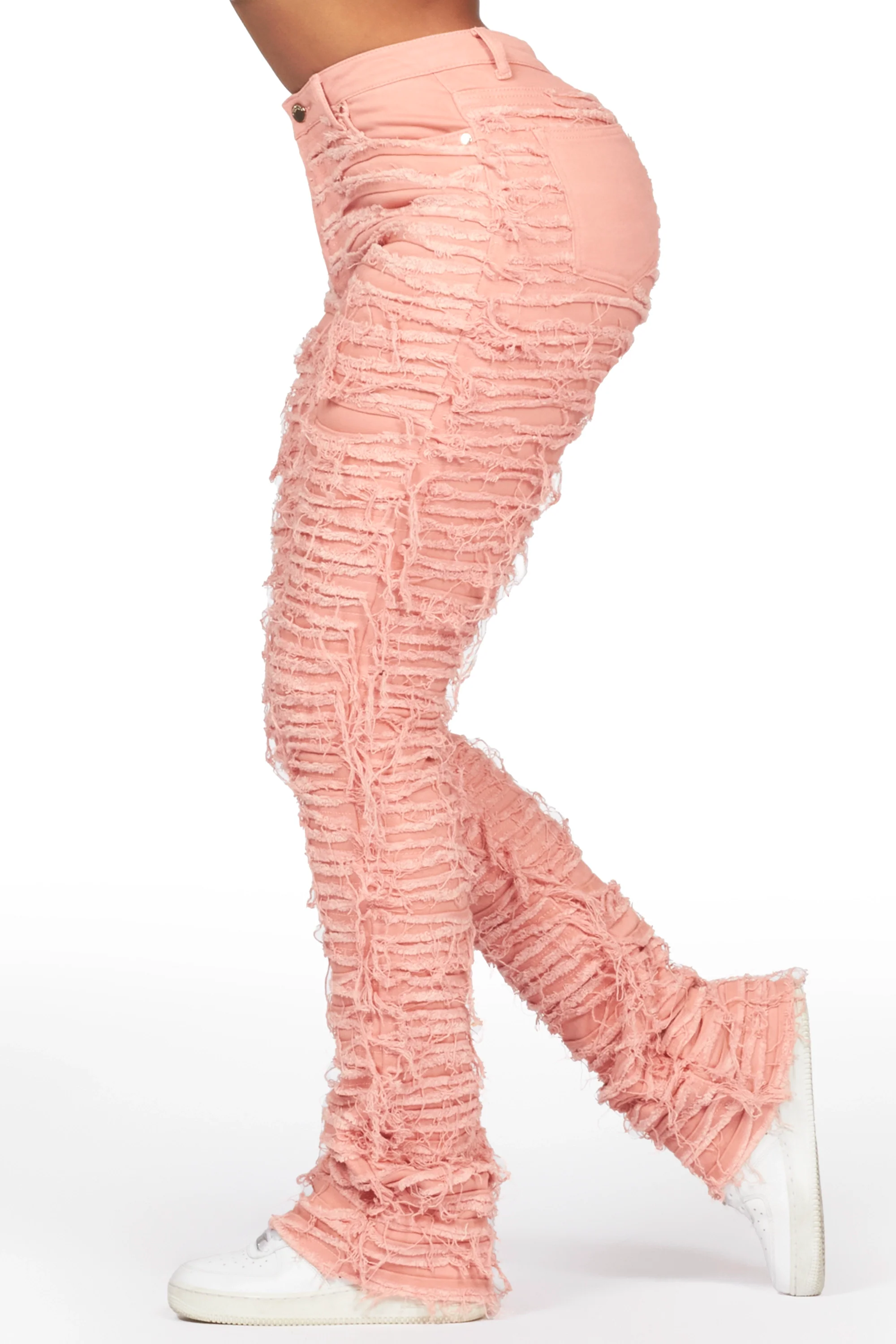 Melany Pink Stacked Flared Jean - Image 4
