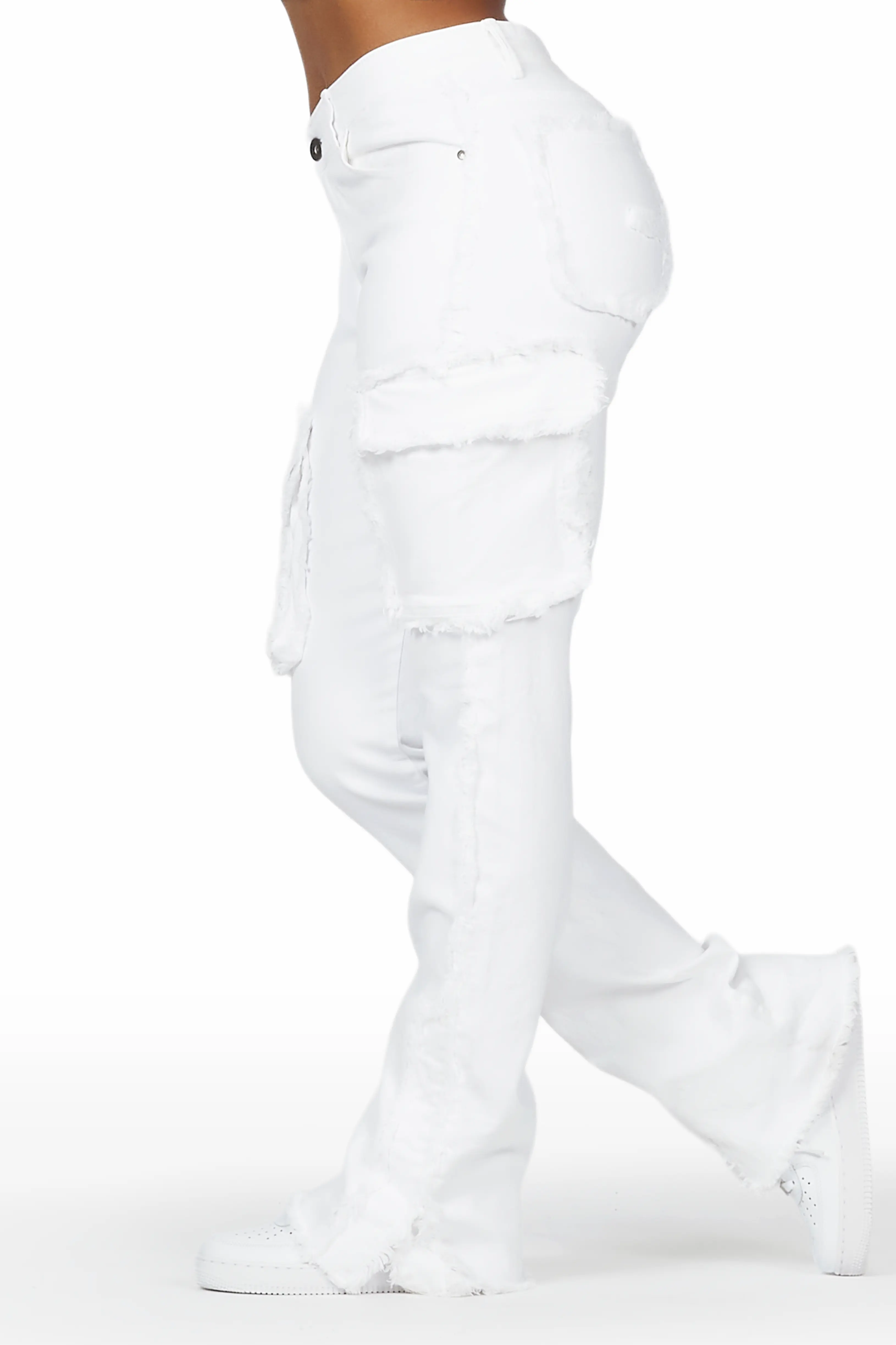 Kassidy White Stacked Flare Jean - Image 3