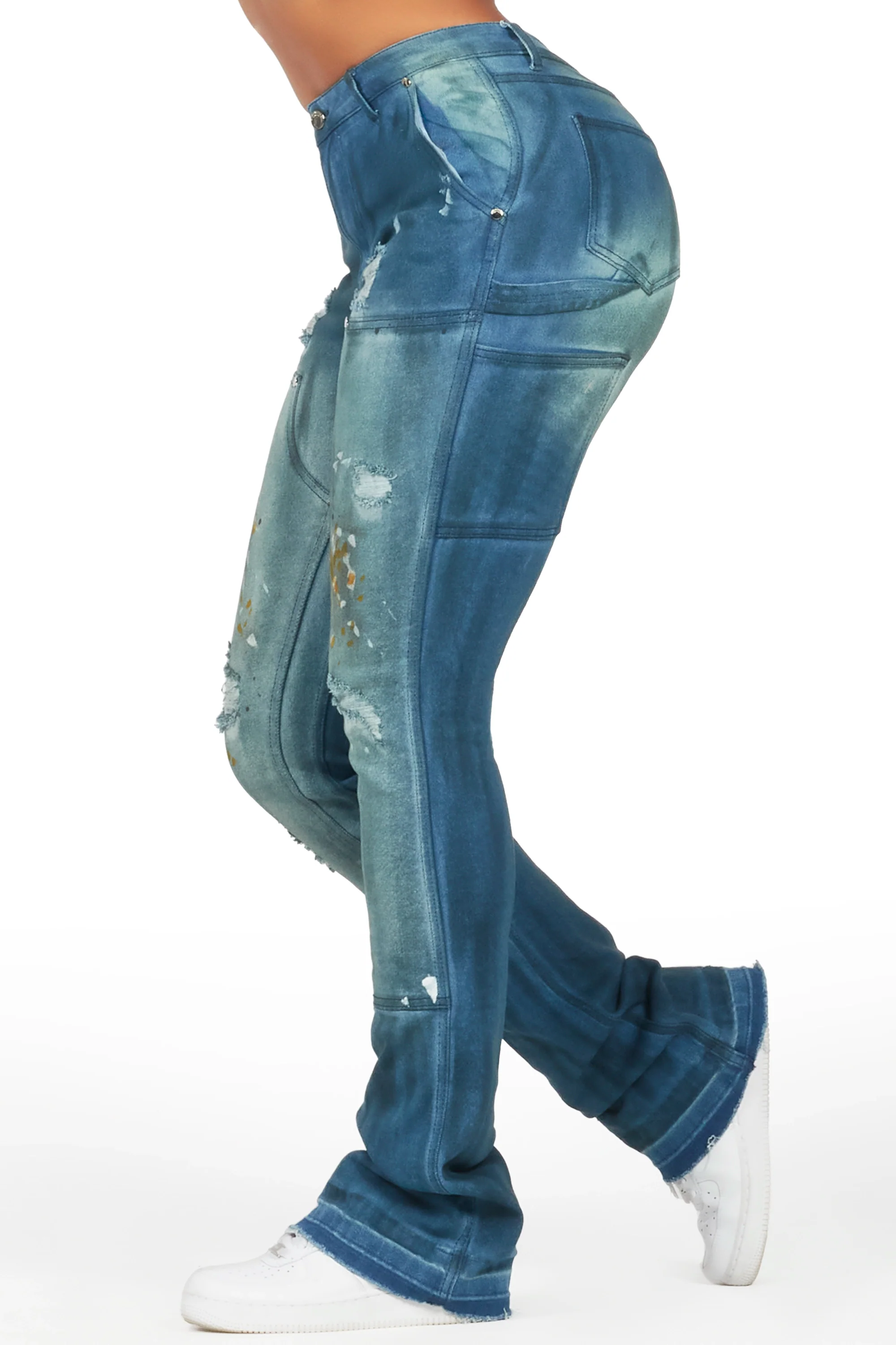 Miesha Blue Stacked Flare Jean - Image 3