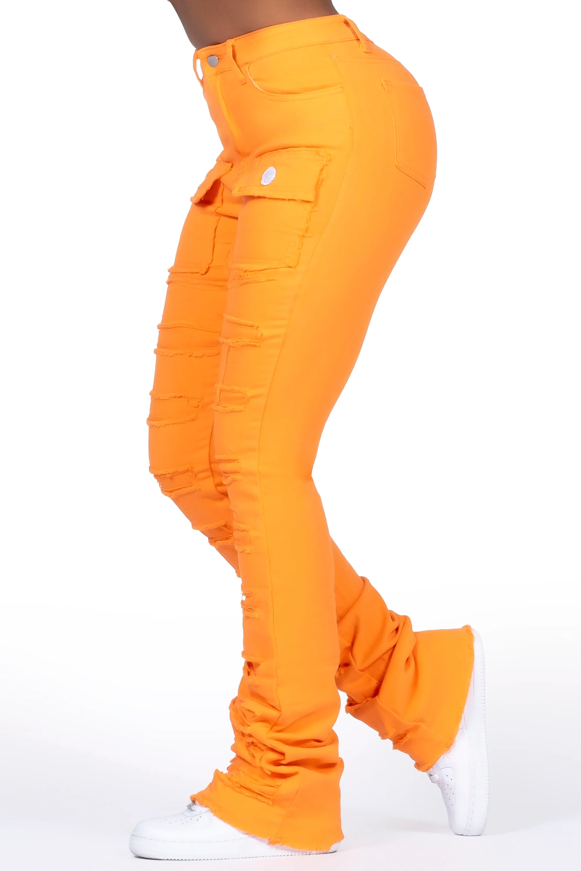 Tonea Orange Stacked Flare Jean - Image 3
