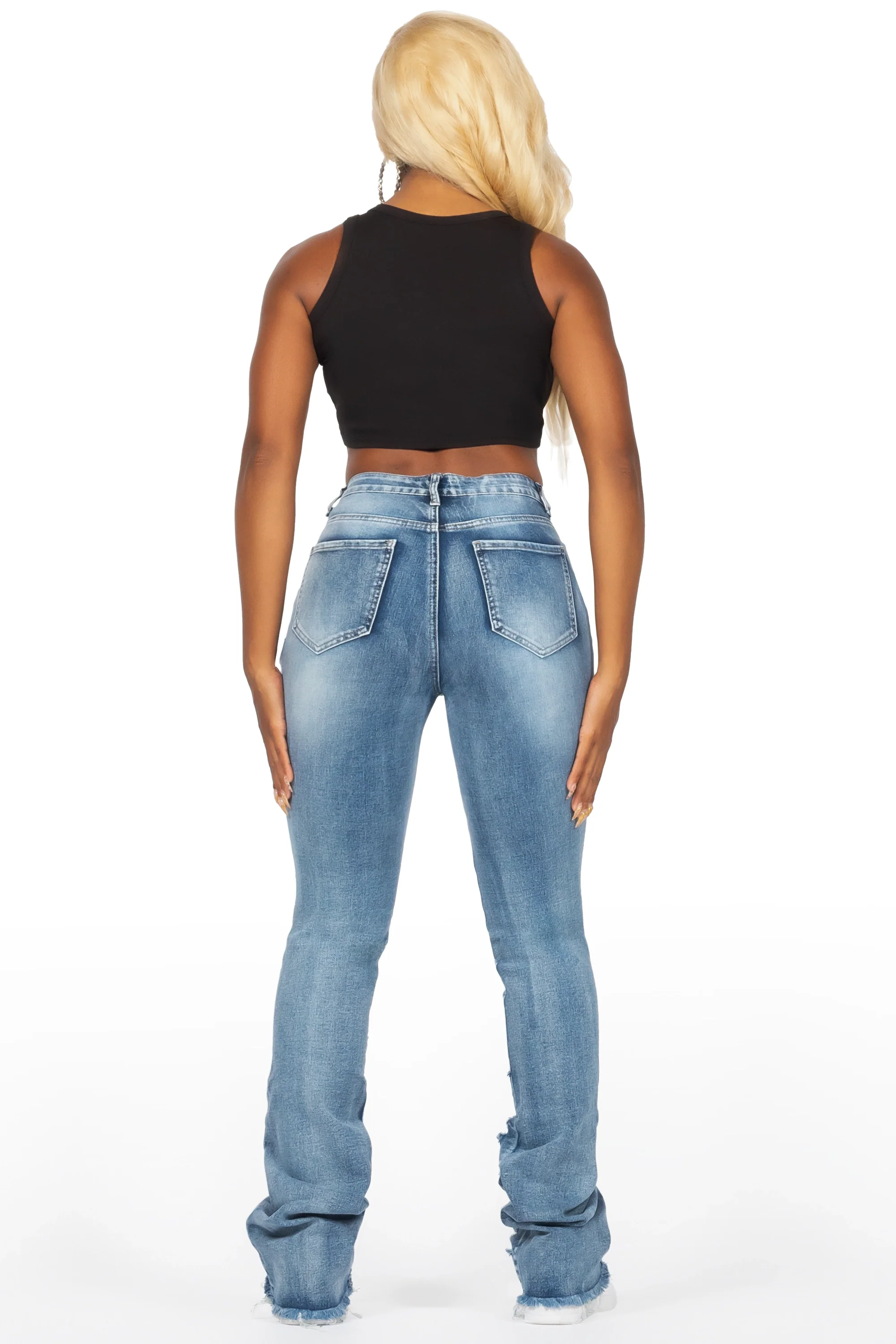 Kanivia Med. Wash Cargo Stacked Flare Jean - Image 5