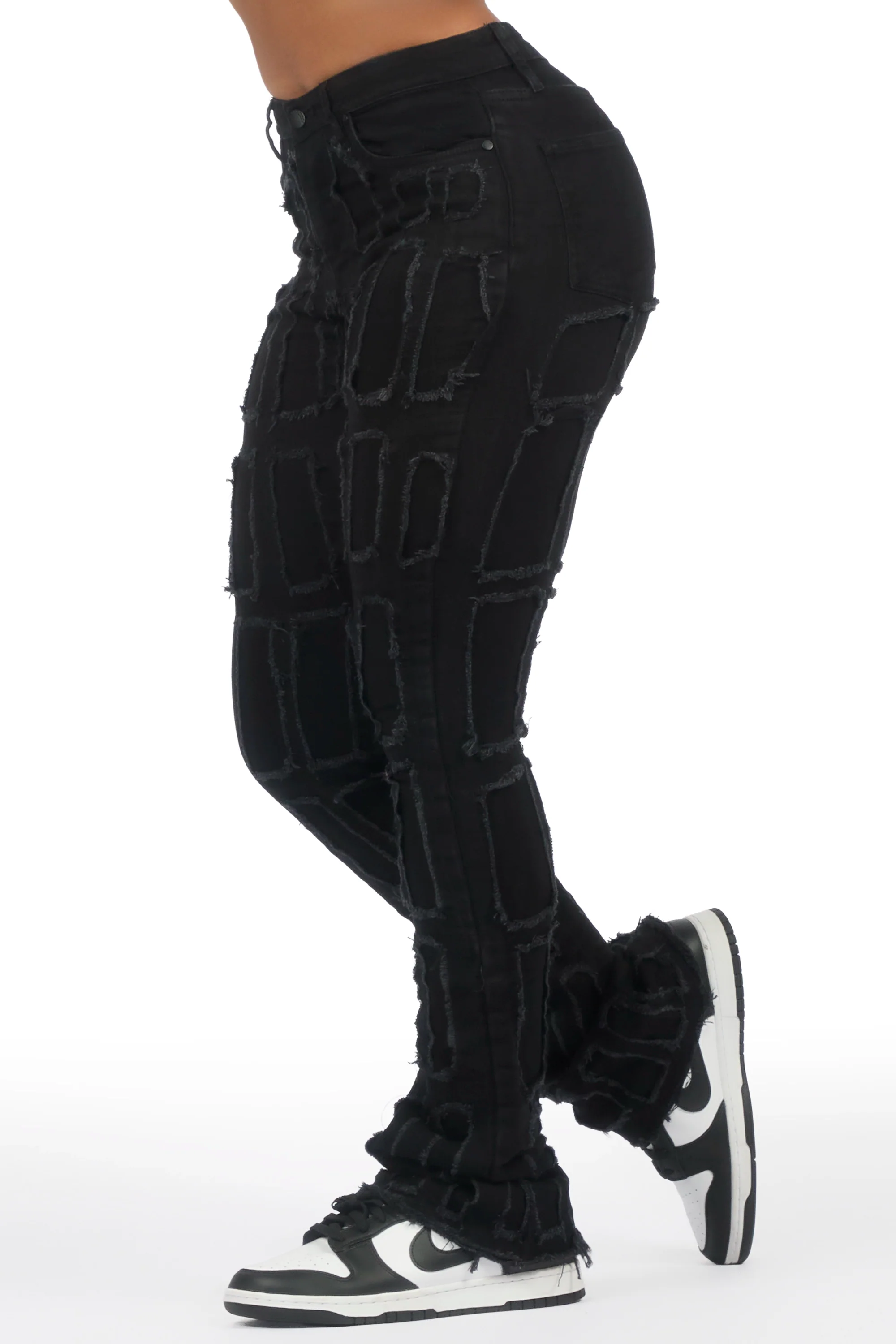 Taquila Black Stacked Flare Jean - Image 3