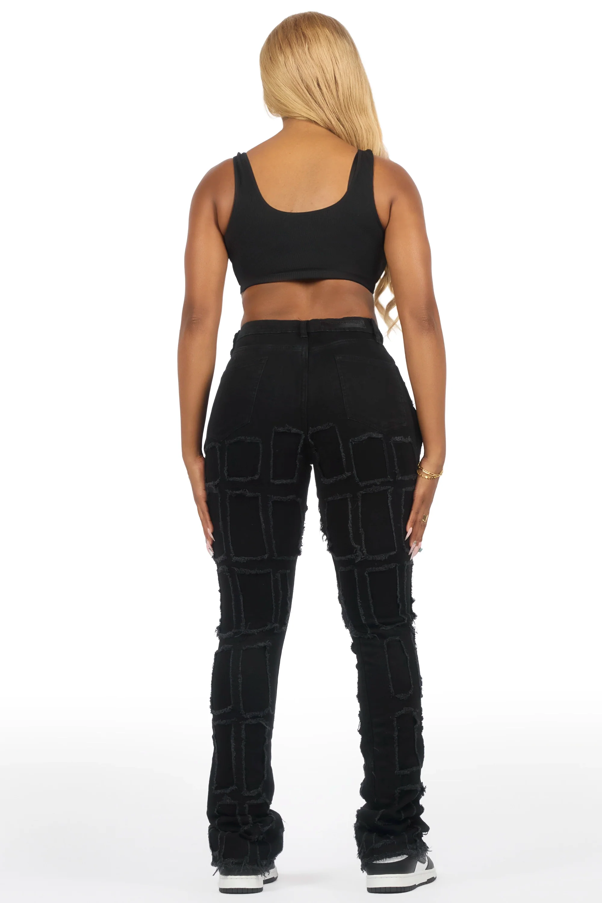 Taquila Black Stacked Flare Jean - Image 6