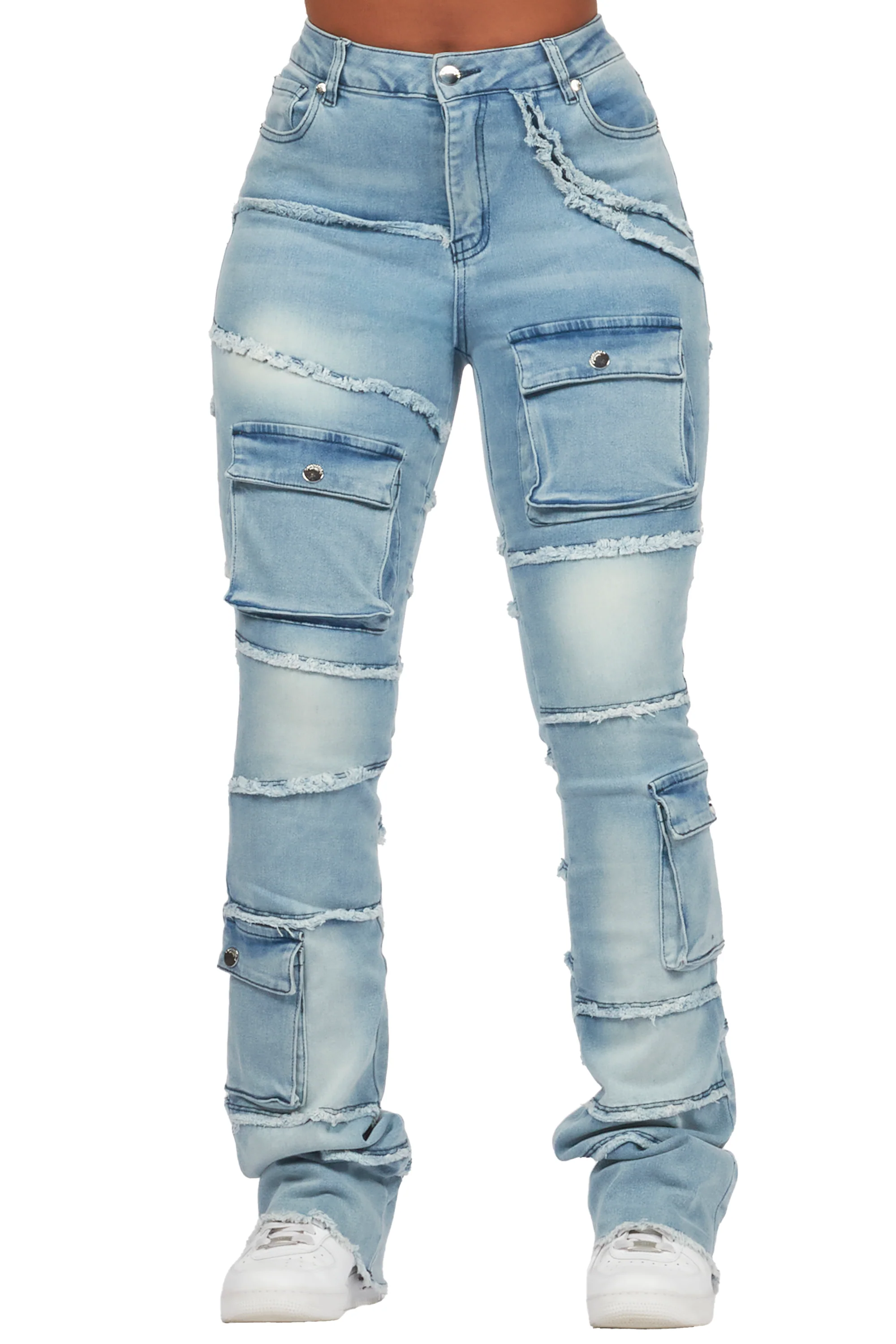 Mikayla Blue Stacked Flare Jean - Image 7