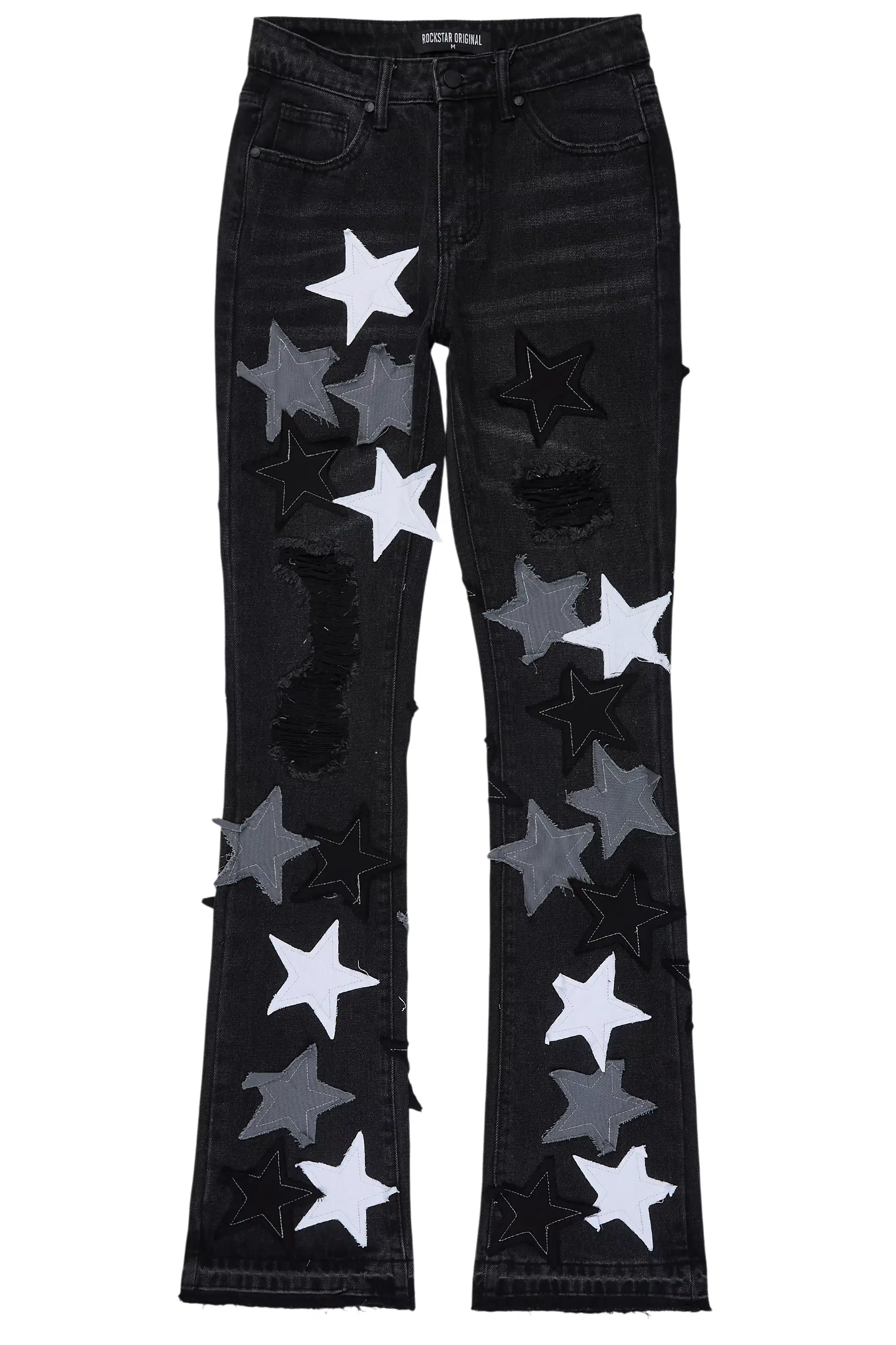Starlena Black Stacked Flare Jean - Image 3