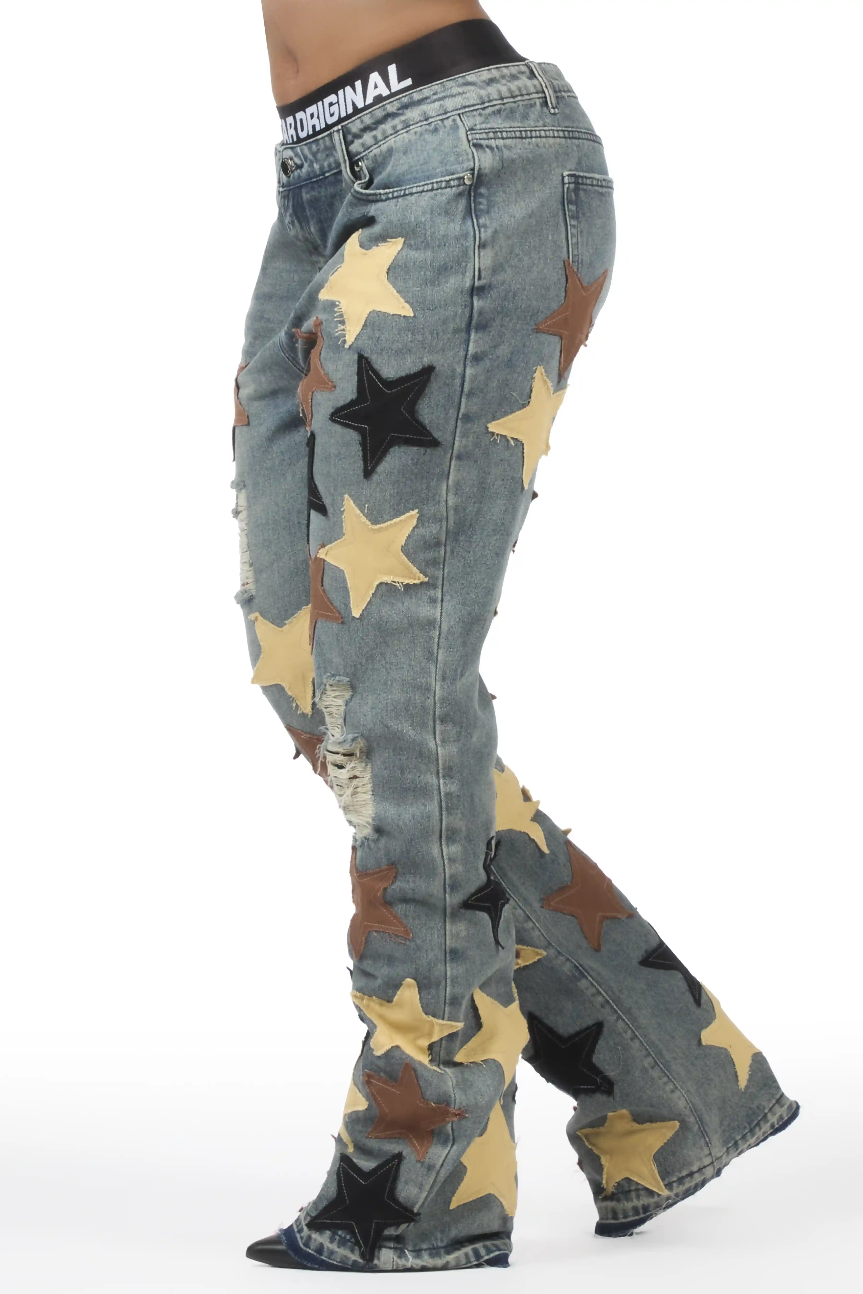 Starlena Tinted Wash Stacked Flare Jean - Image 4
