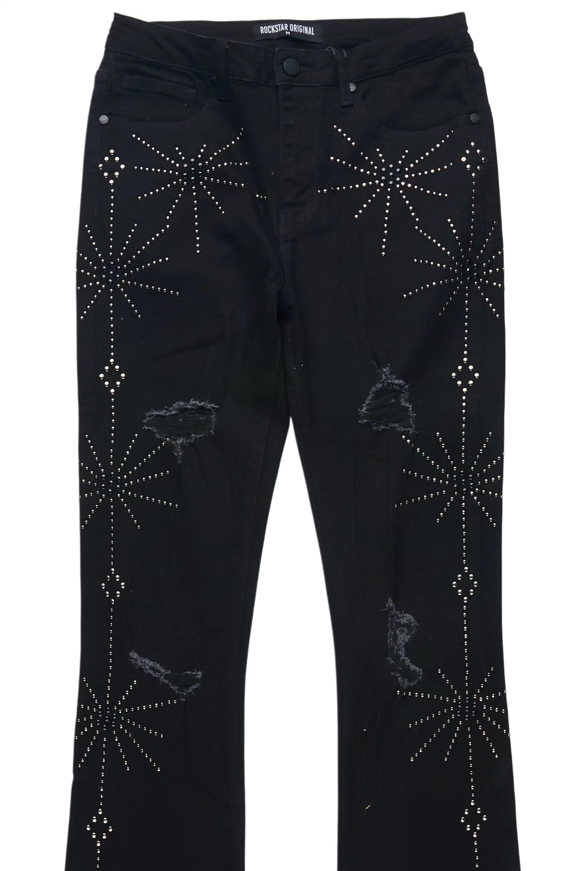 Ikia Black Studded Stacked Flare Jean - Image 7