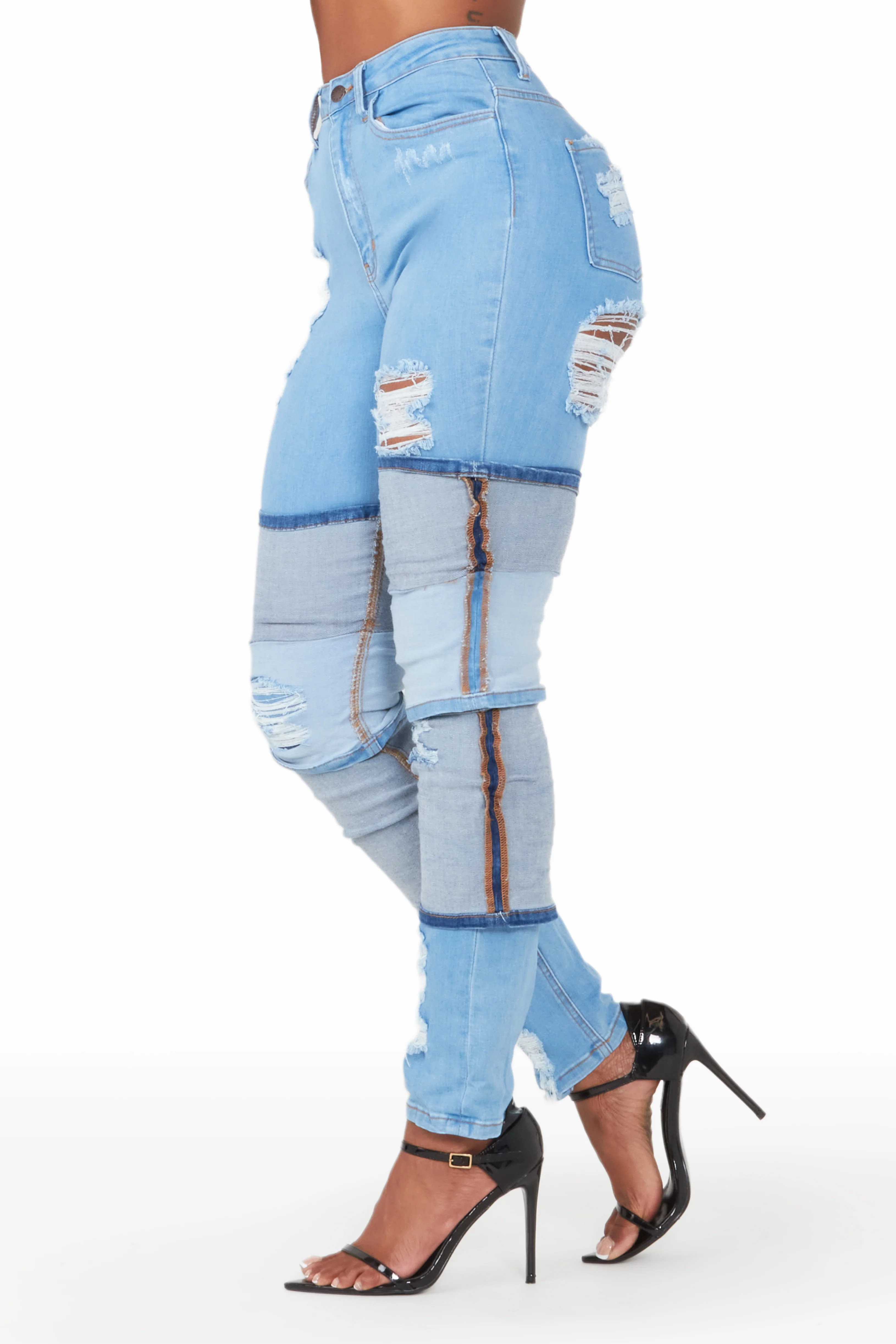 Angelica Light Wash Distressed Skinny Jean - Image 3