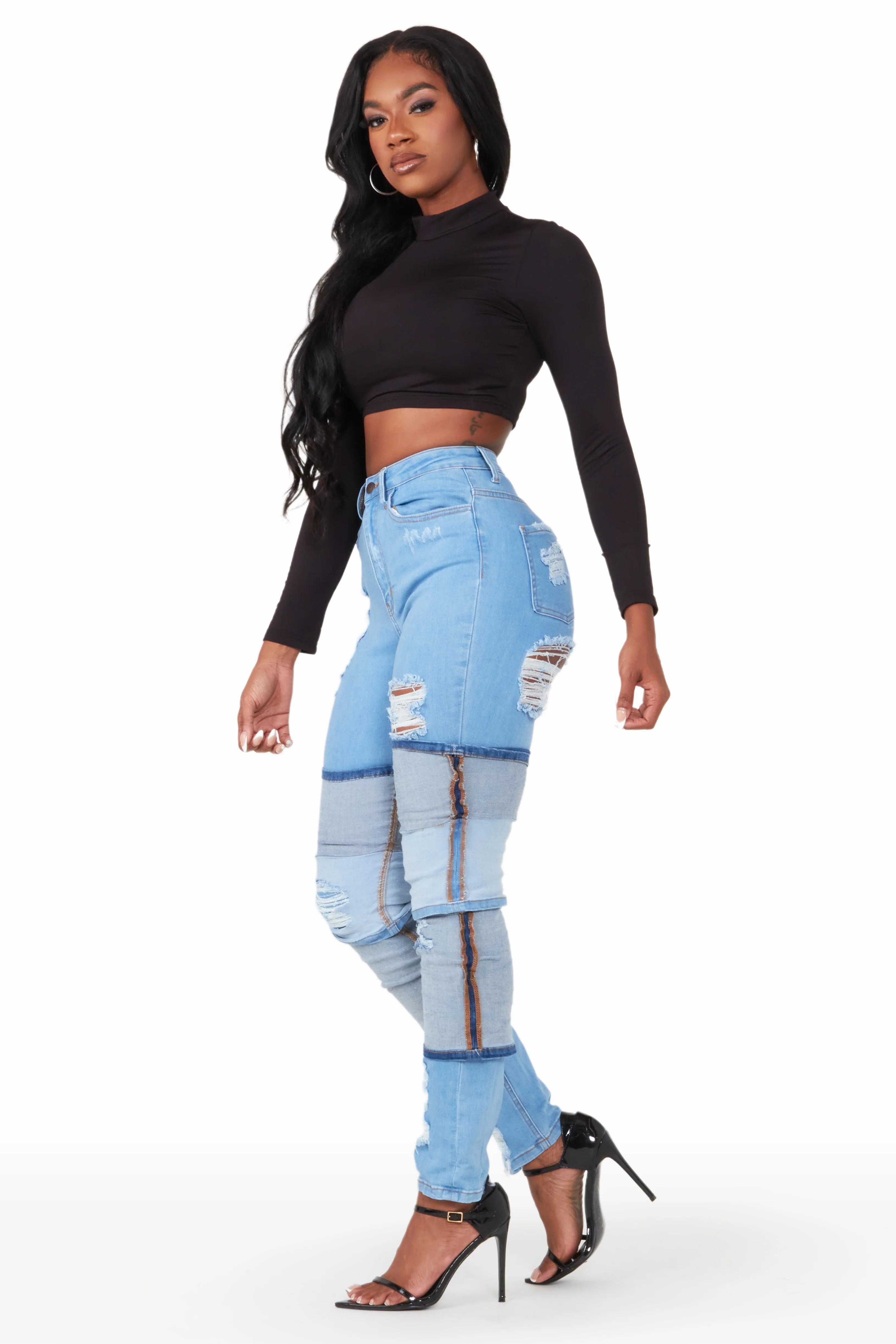 Angelica Light Wash Distressed Skinny Jean - Image 4