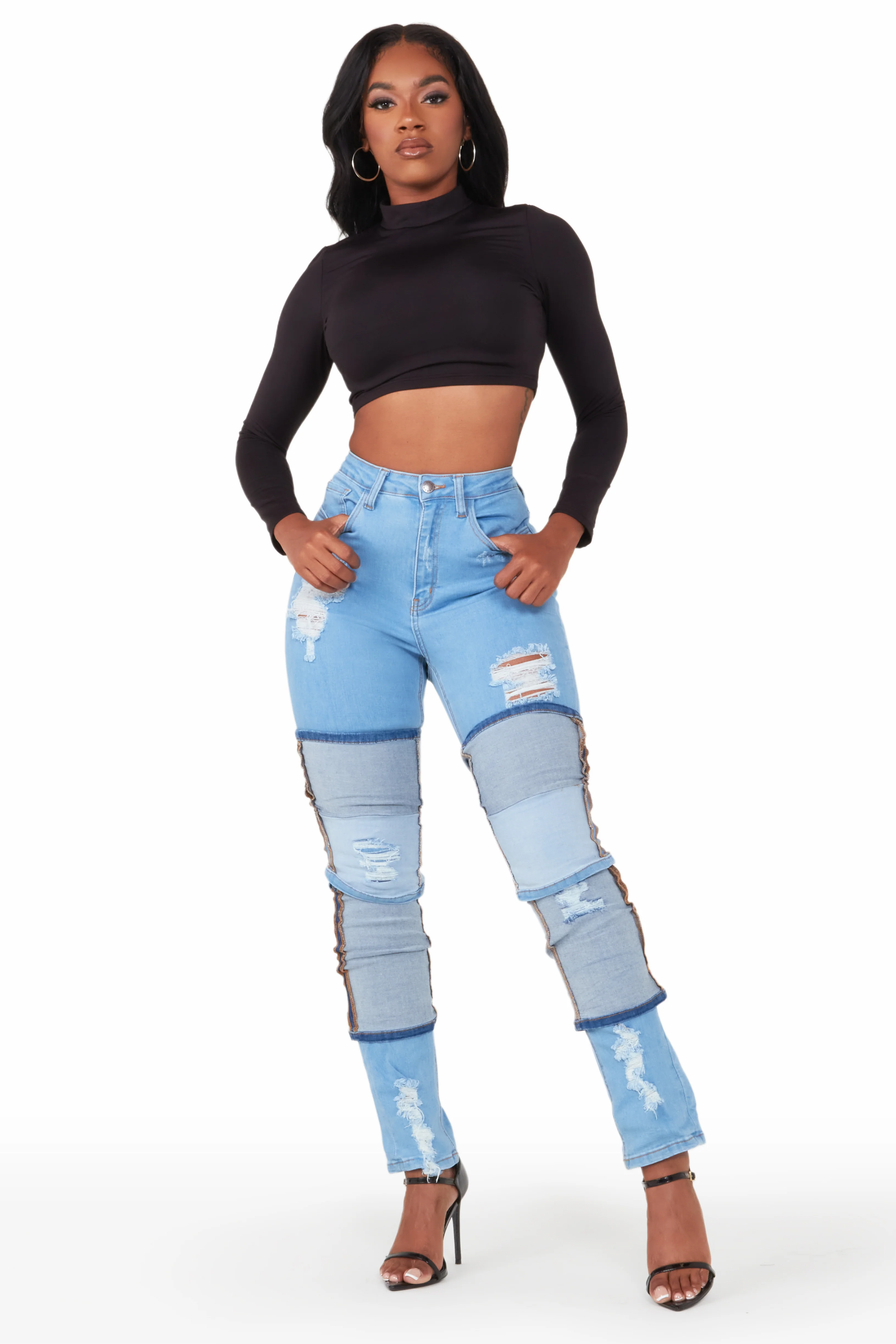 Angelica Light Wash Distressed Skinny Jean - Image 5