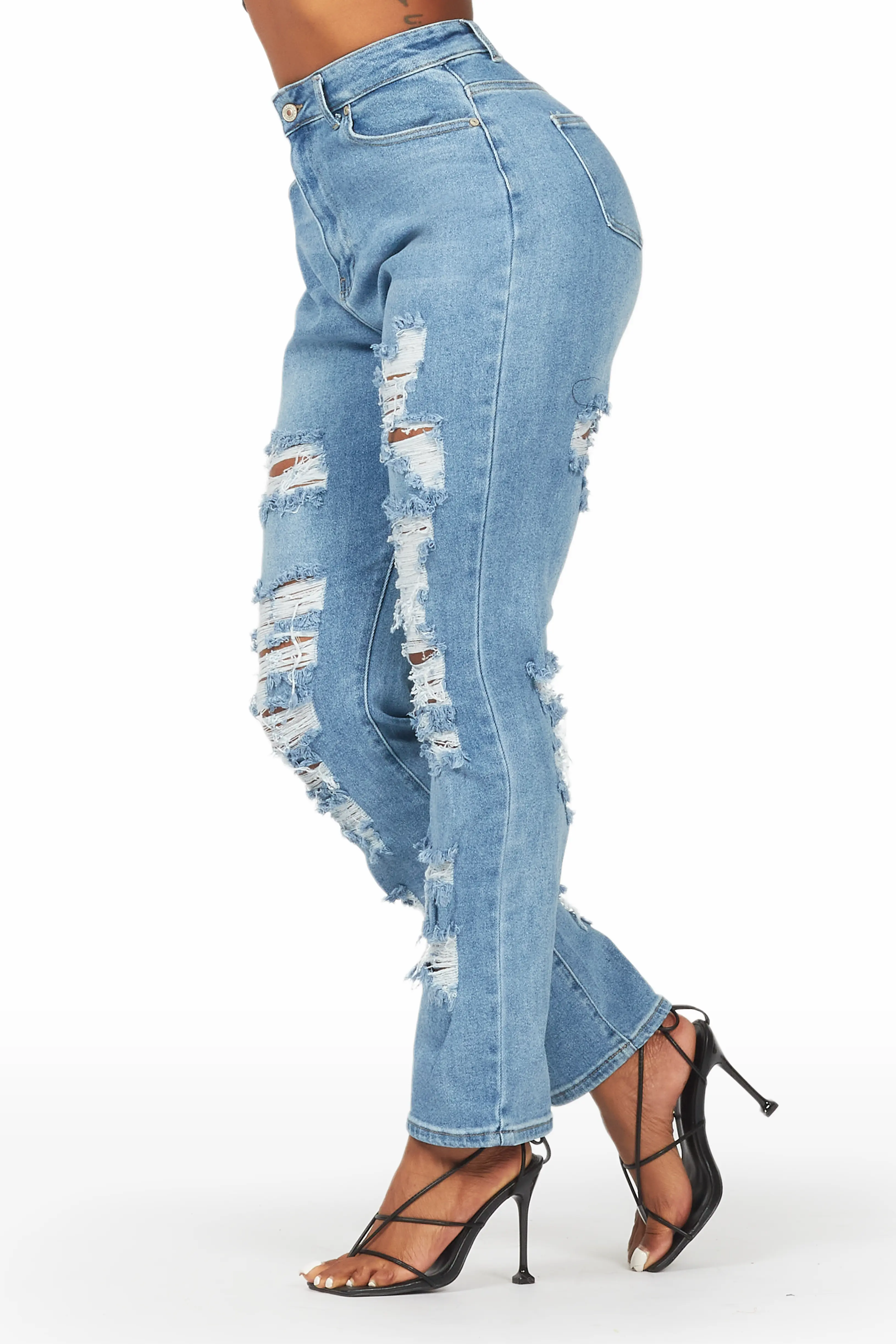 Kaydan Light Wash Distressed Skinny Jean - Image 4