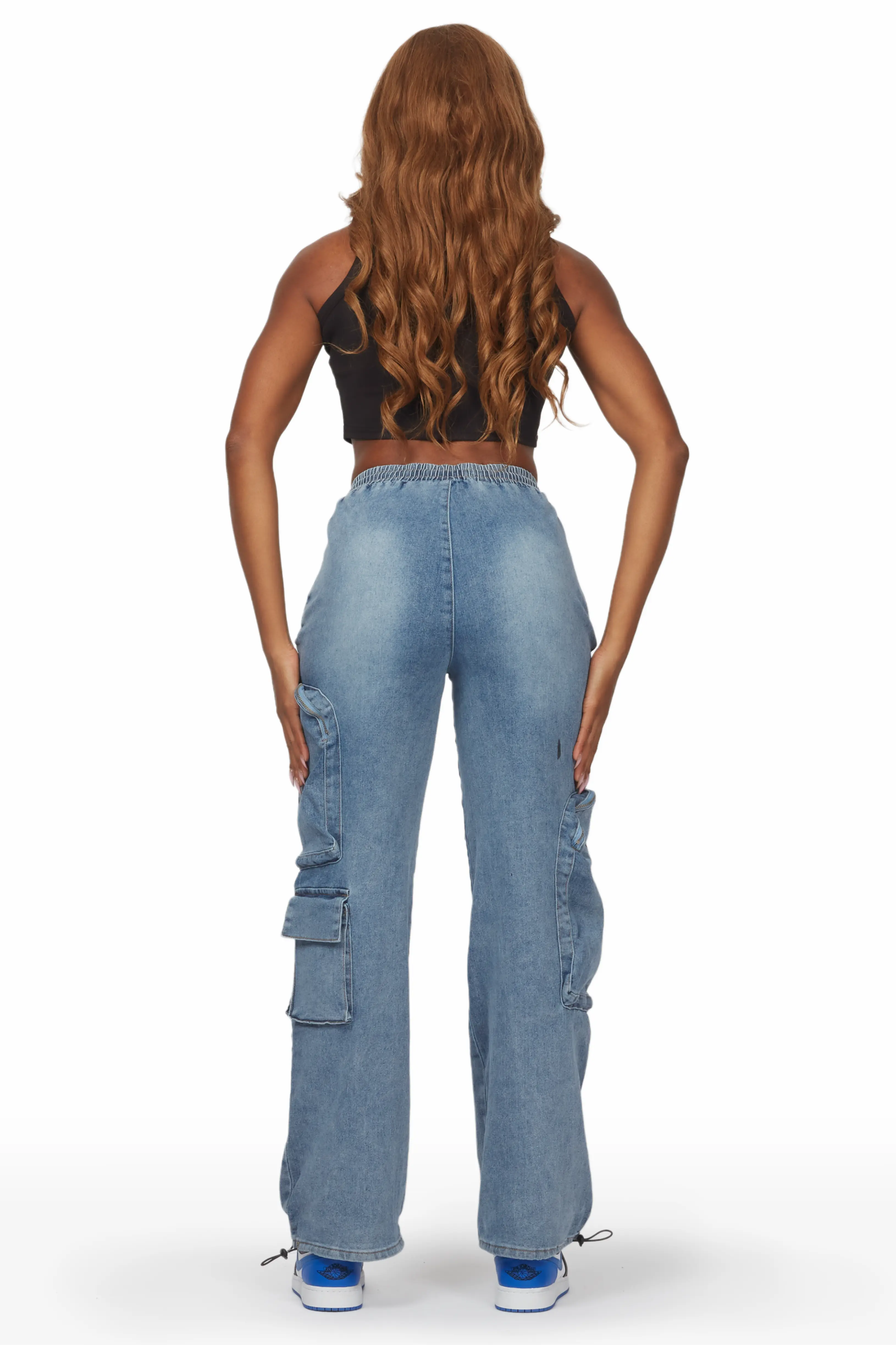 Kailynn Light Wash Painted Cargo Jean - Image 5