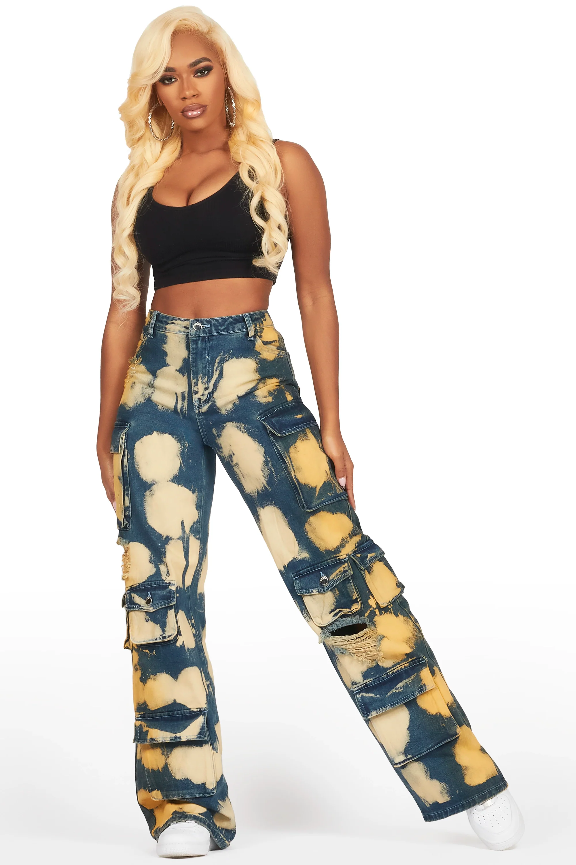 Jahmani Tinted Dirty Wash Wash Stretch Wide Leg Jean - Image 3