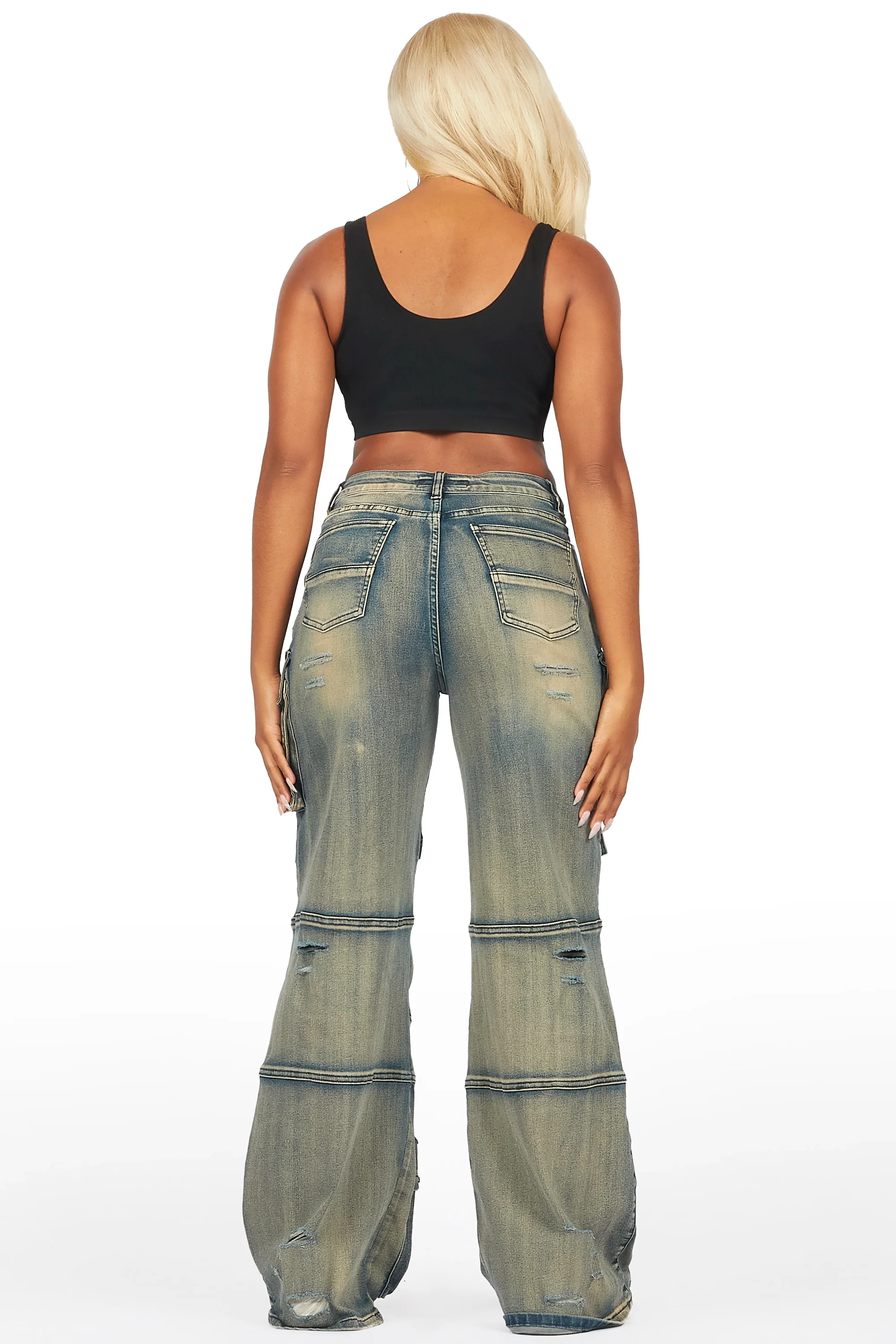 Tarella Tinted Dark Wash Wide Leg Jean - Image 5