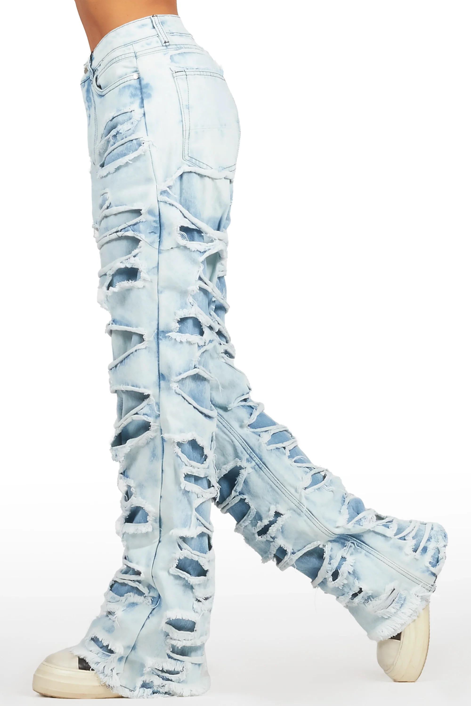 Luisa Light Wash Baggy Cargo Jean - Image 4
